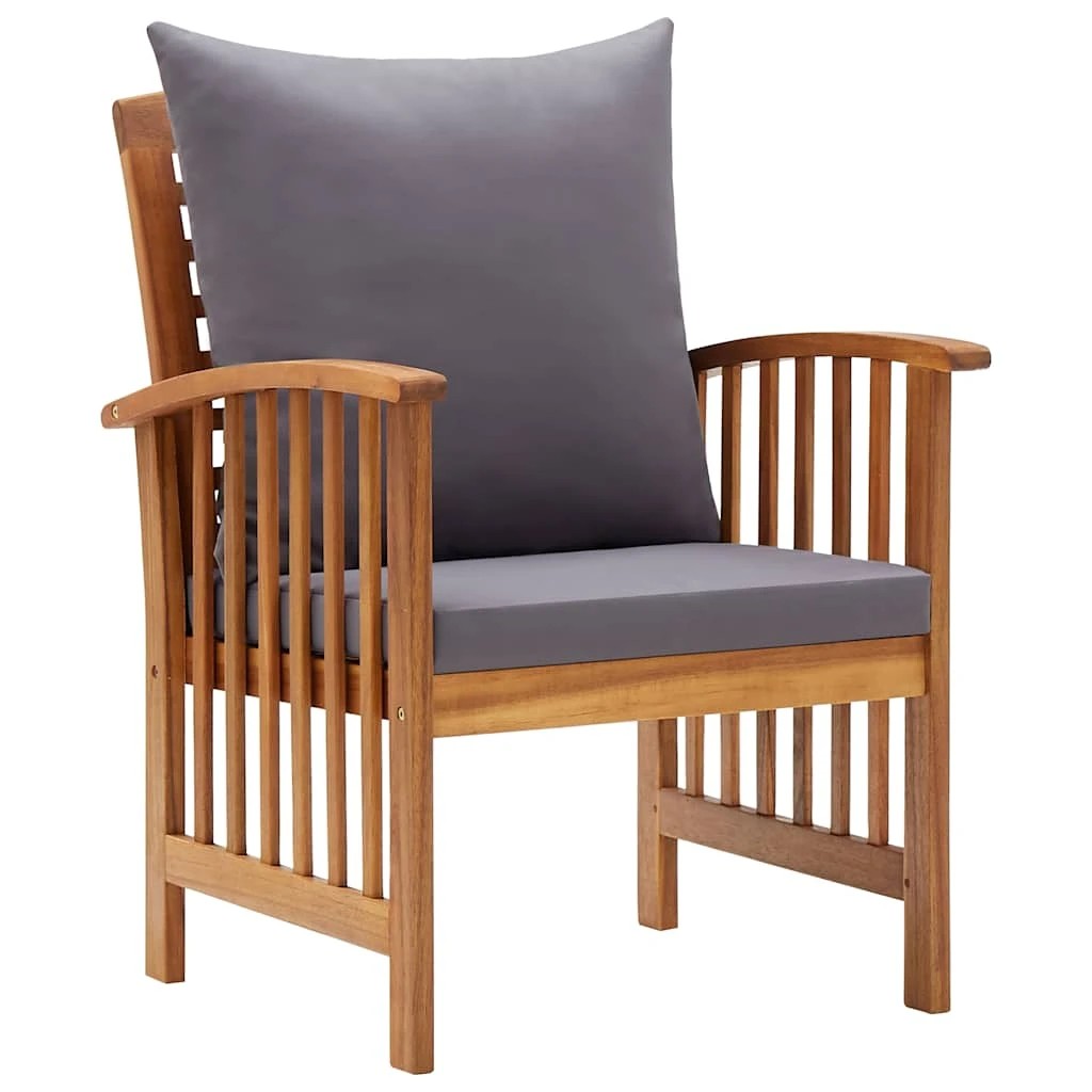 4 Vidaxl Garden Chairs With Cushions 2 Pcs Solid Acacia Wood - Grey, 4 of 10