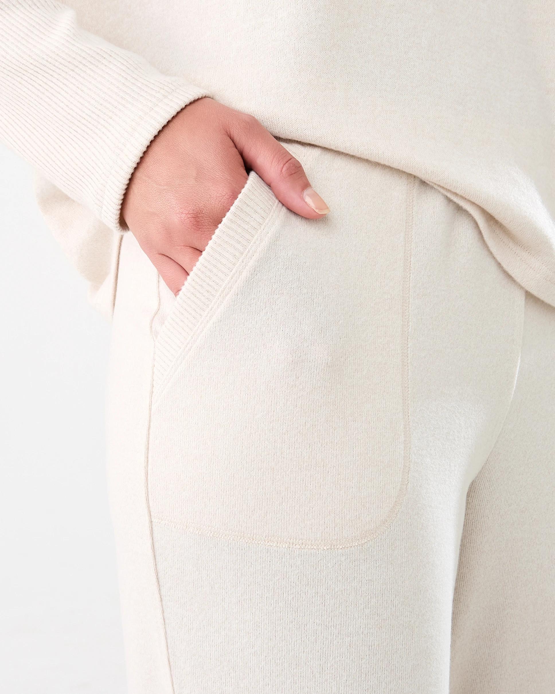 4 Super Soft Rib Trim Lounge Pants Marled Oat, 4 of 6