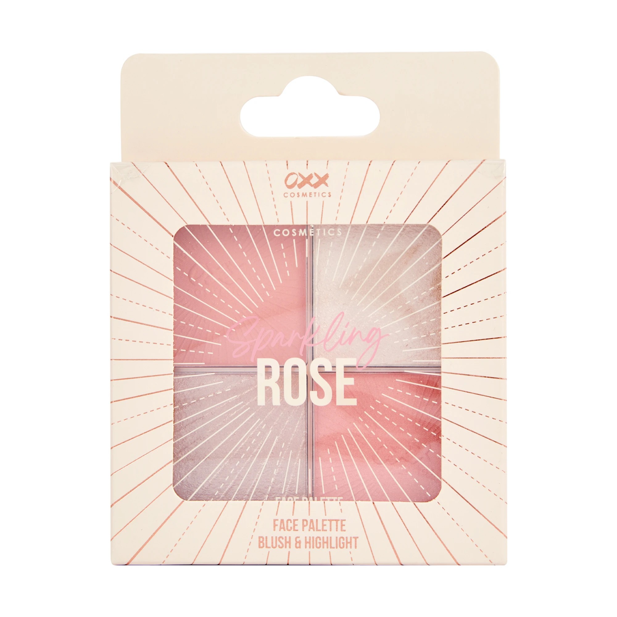 1 OXX Cosmetics 4 Shades Sparkling Rose Blush and Highlight Face Palette, 1 of 6