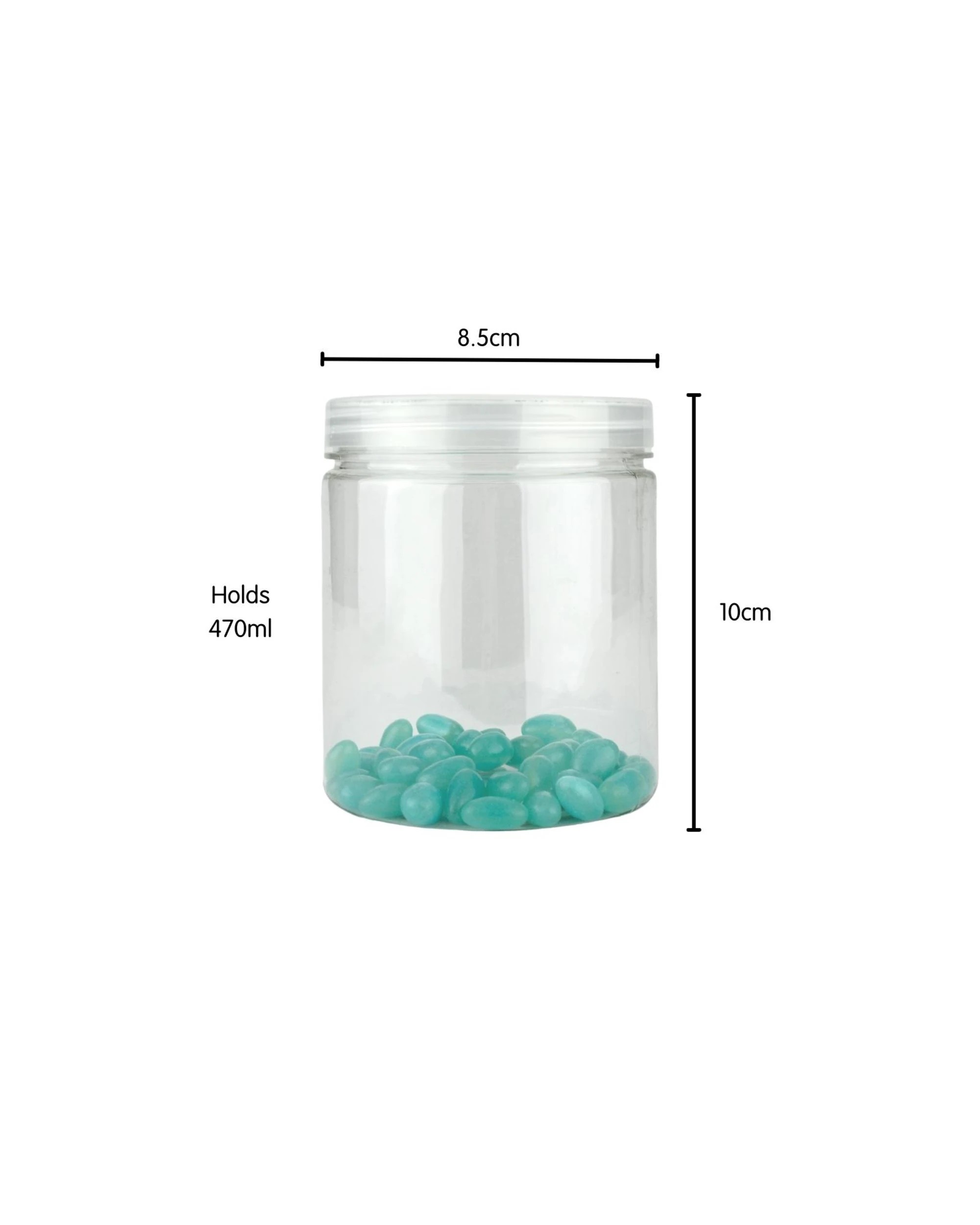 2 Partyrama Clear Plastic Round Screw Top Jar 470ml, 2 of 3