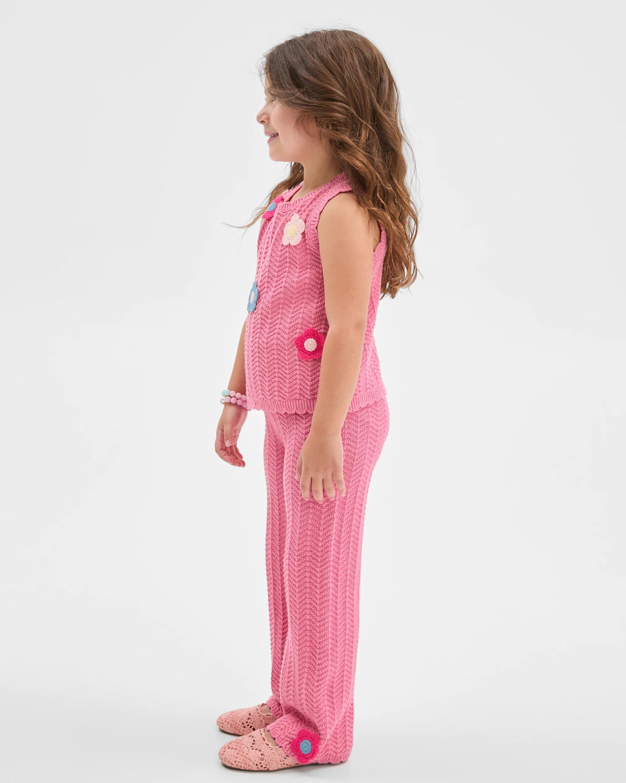 3 Target Kids Australian Cotton Crochet Co-Ord Pants PINK, 3 of 6