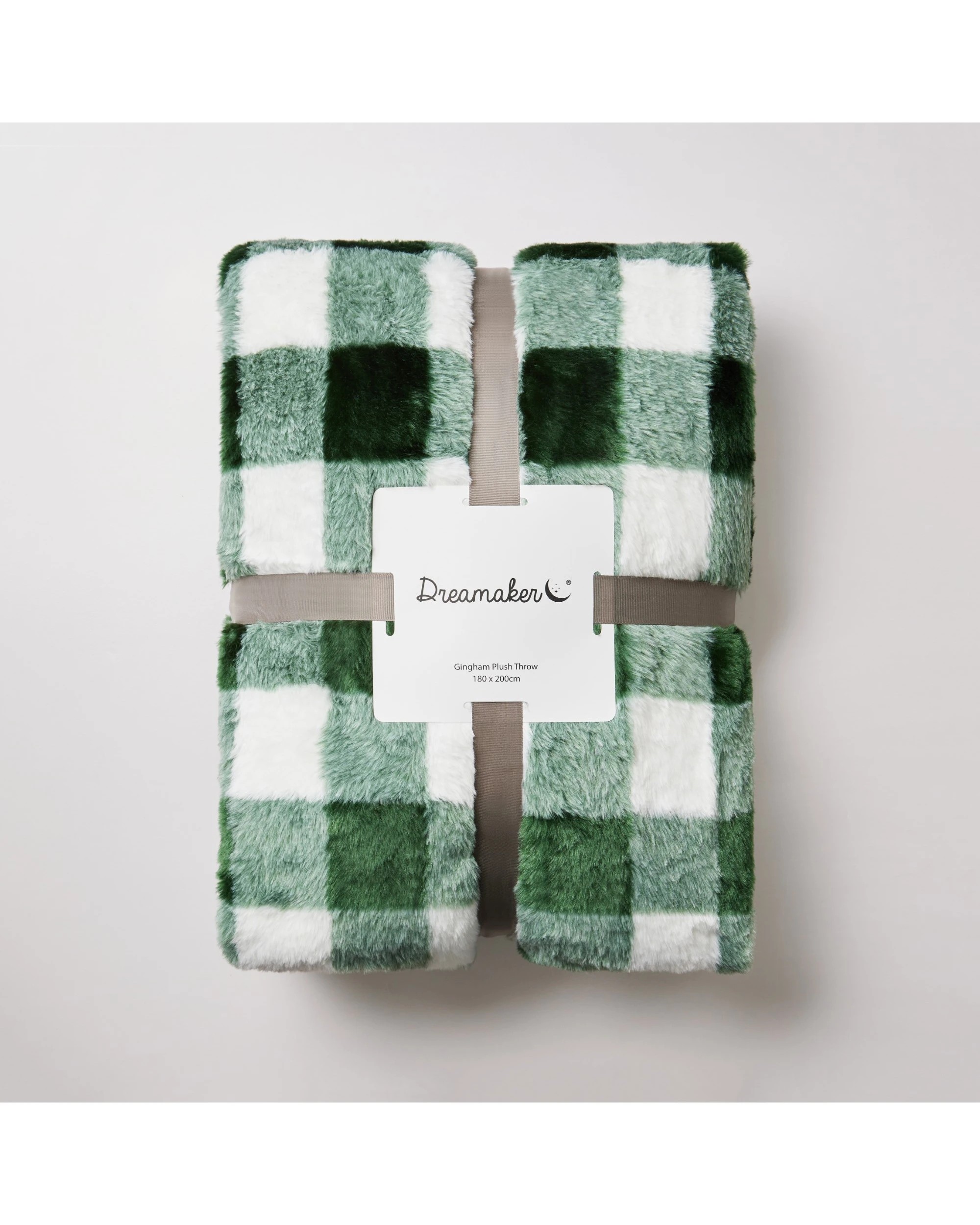 6 Dreamaker Gingham Plush Throw Blanket 180x200cm - Green, 6 of 6