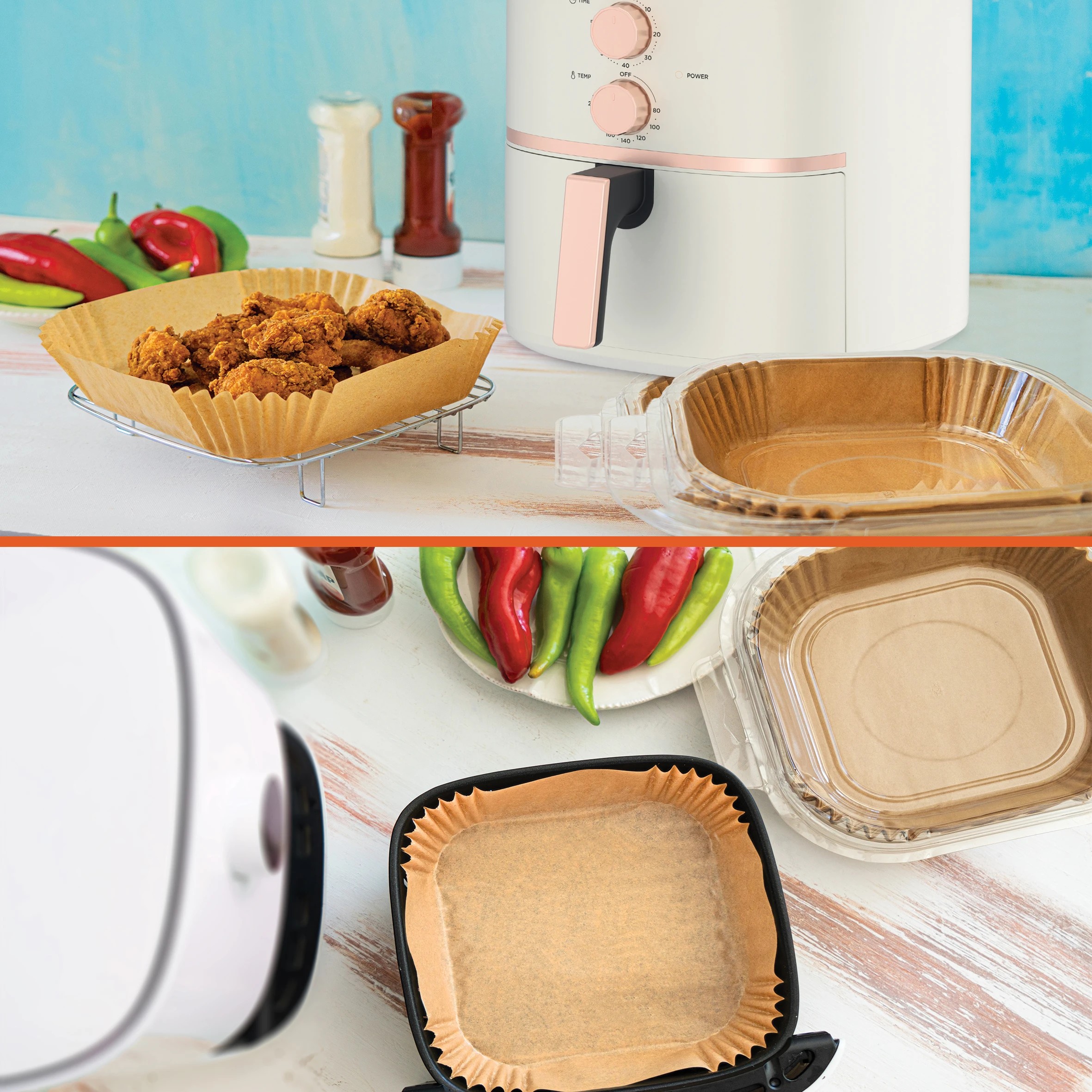 2 Auspure Air Fryer Paper Liners 120 Pieces Non Stick, 2 of 2