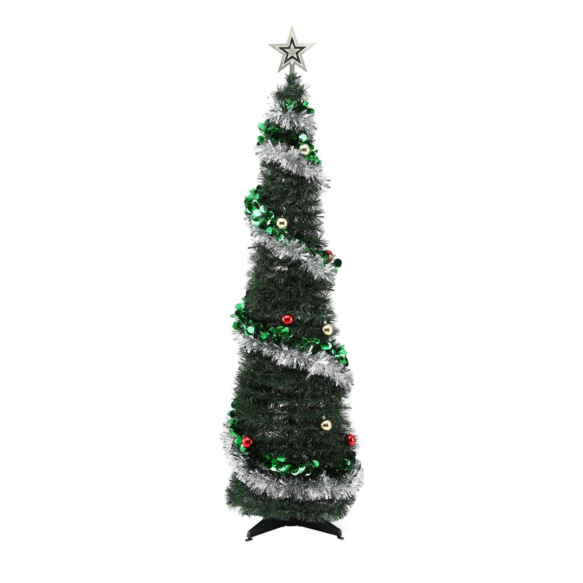 10 Jingle Jollys Pop Up Christmas Tree Pre Decorated Warm LED 155cm - Multi, 10 of 10