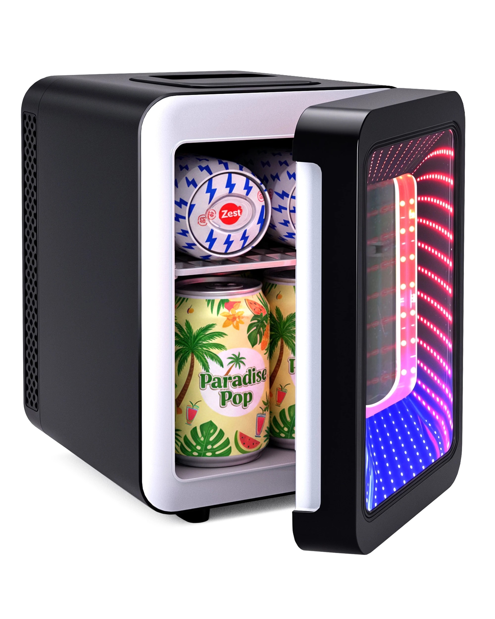 4 Advwin 4L Mini Fridge with LED Light for Bedroom - Black, 4 of 7