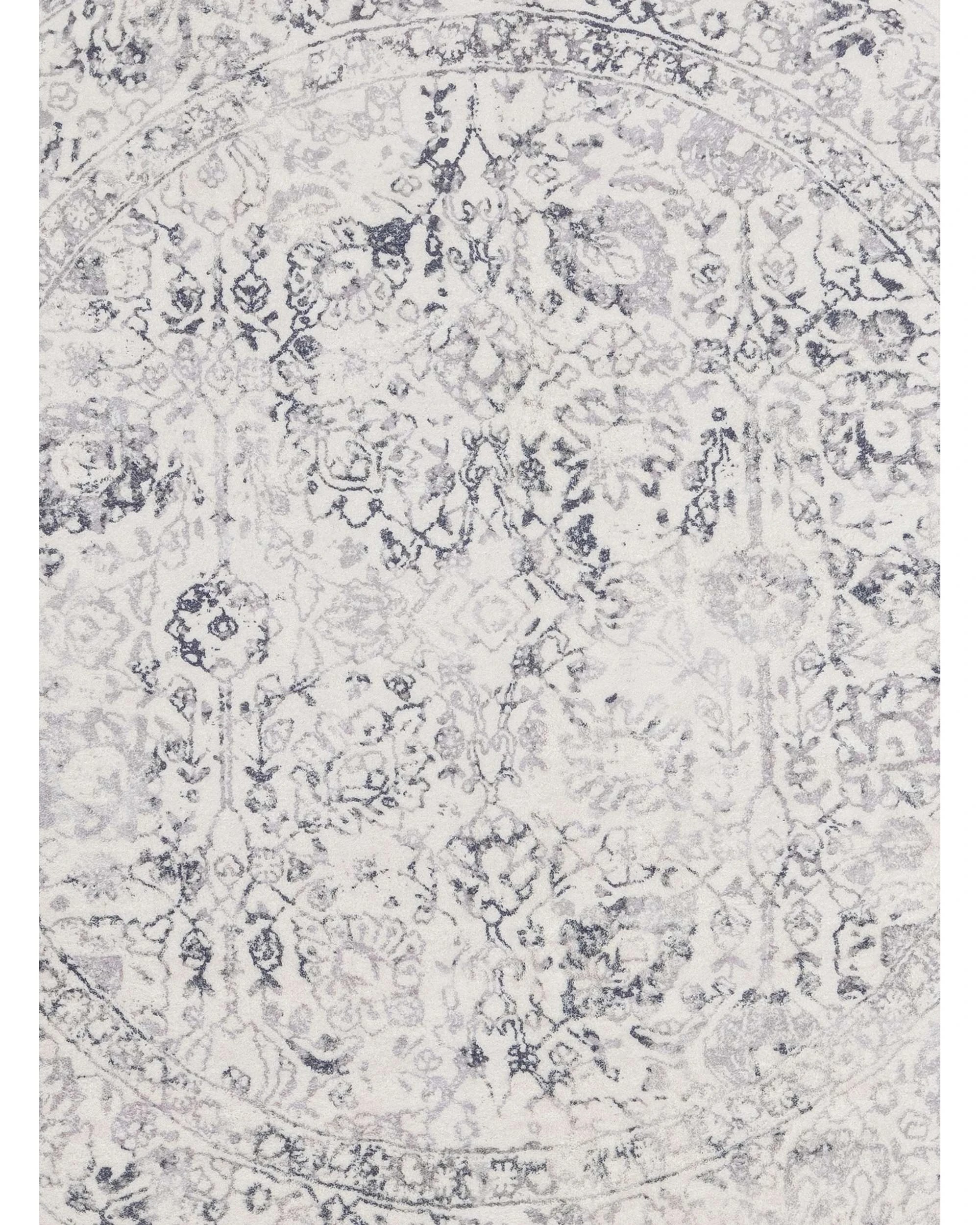 4 Loopsie Yeni Floral Washable Round Rug-240cm x 240cm - Grey, 4 of 5