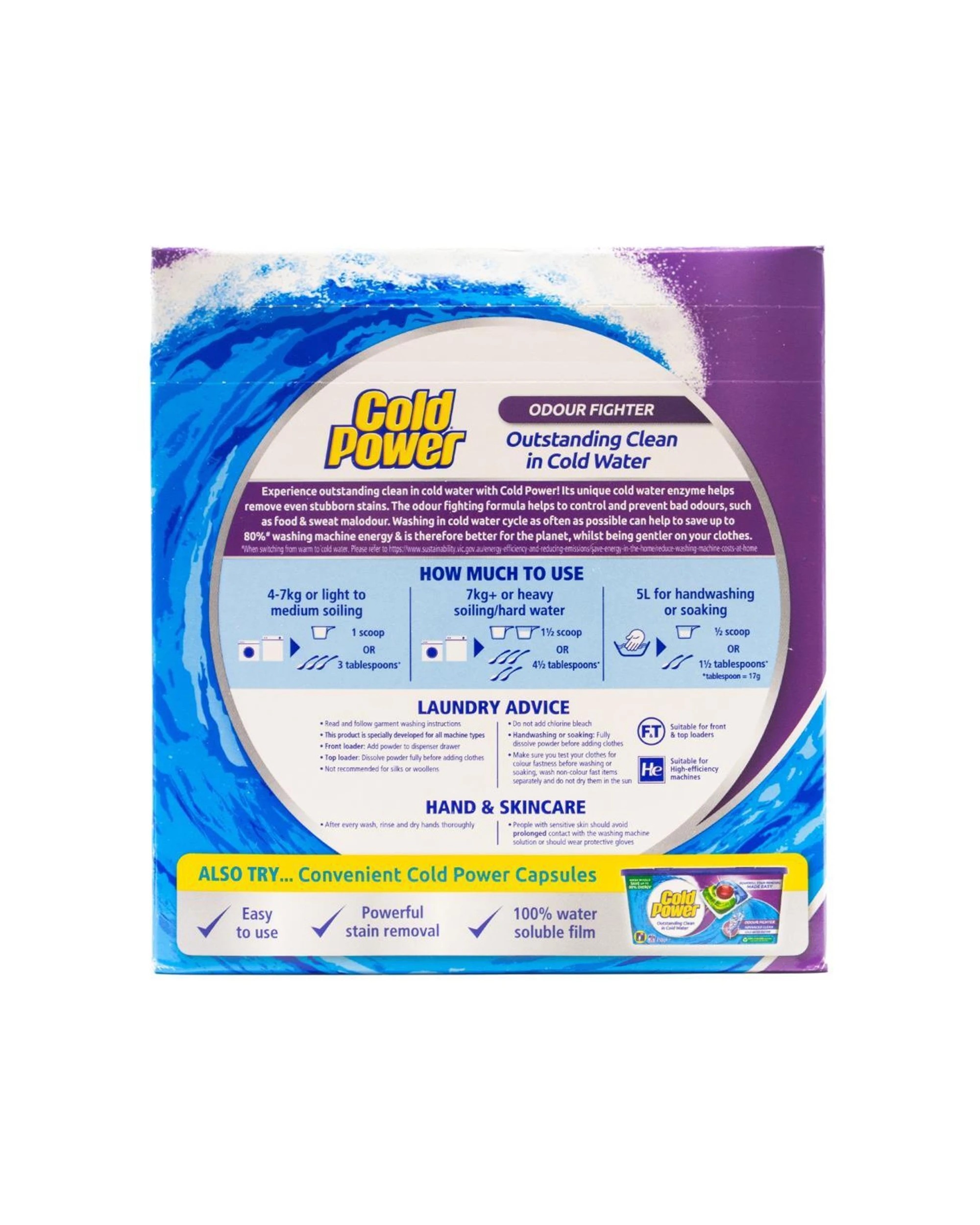 4 Cold Power 6PK Laundry Powder 2kg Advanced Clean Odour Fighter Stain Remov - Purple, 4 of 5