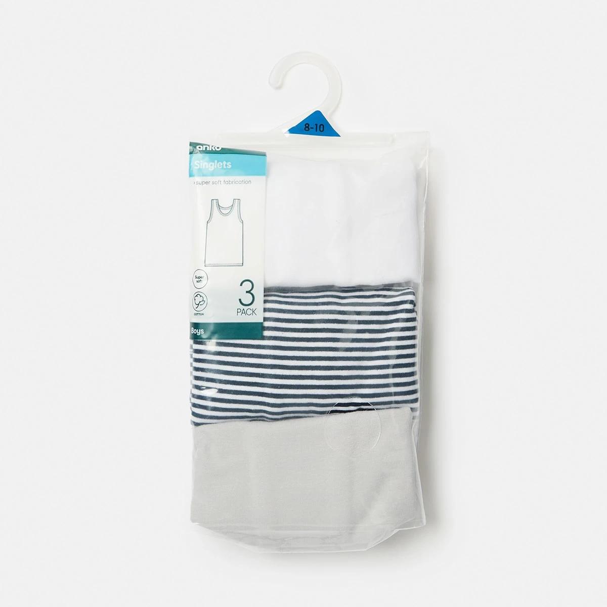 6 3 Pack Super Soft Singlets Stripe, 6 of 6