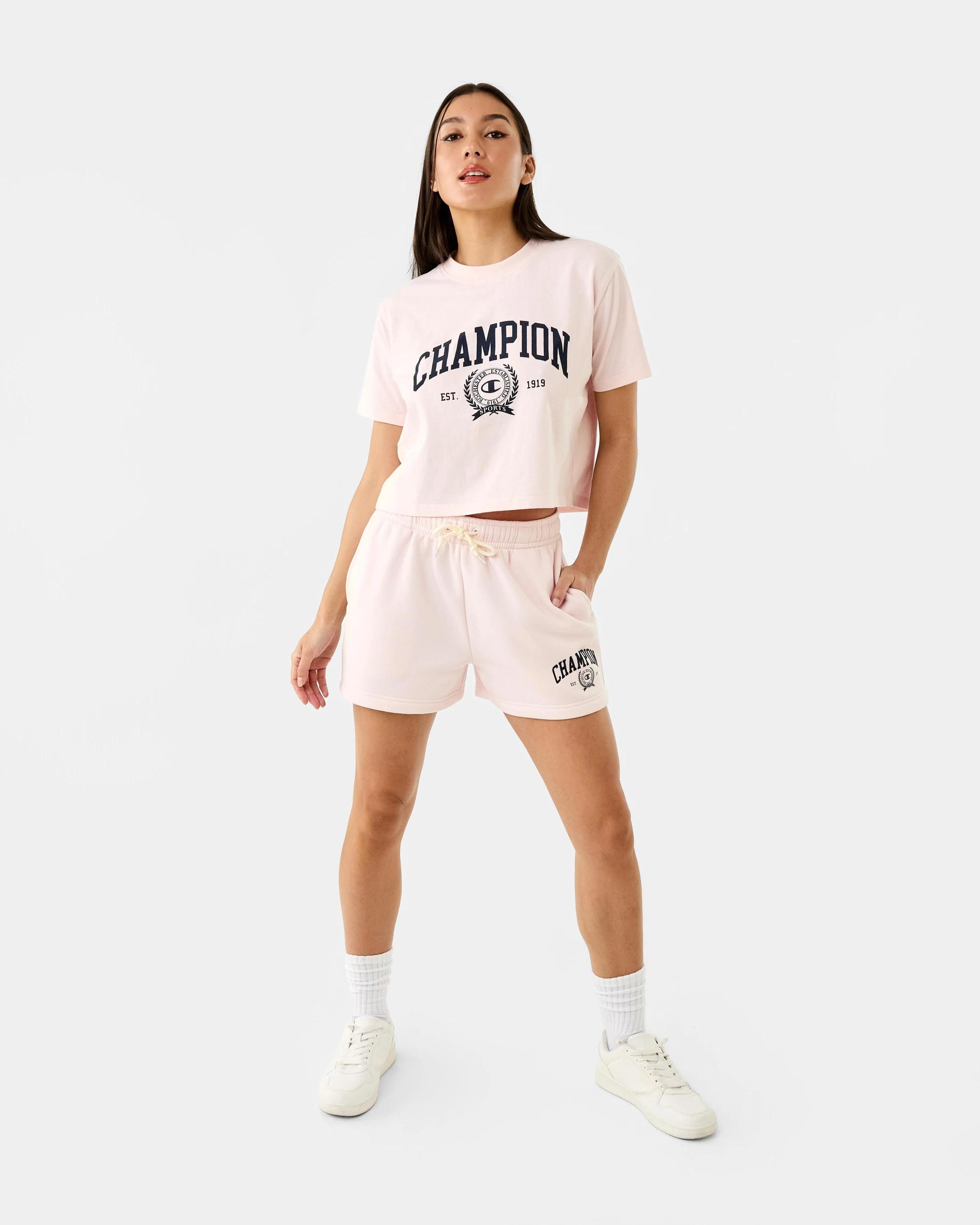 2 Champion Varsity Womens Crop T-shirt Pale Mauve, 2 of 8
