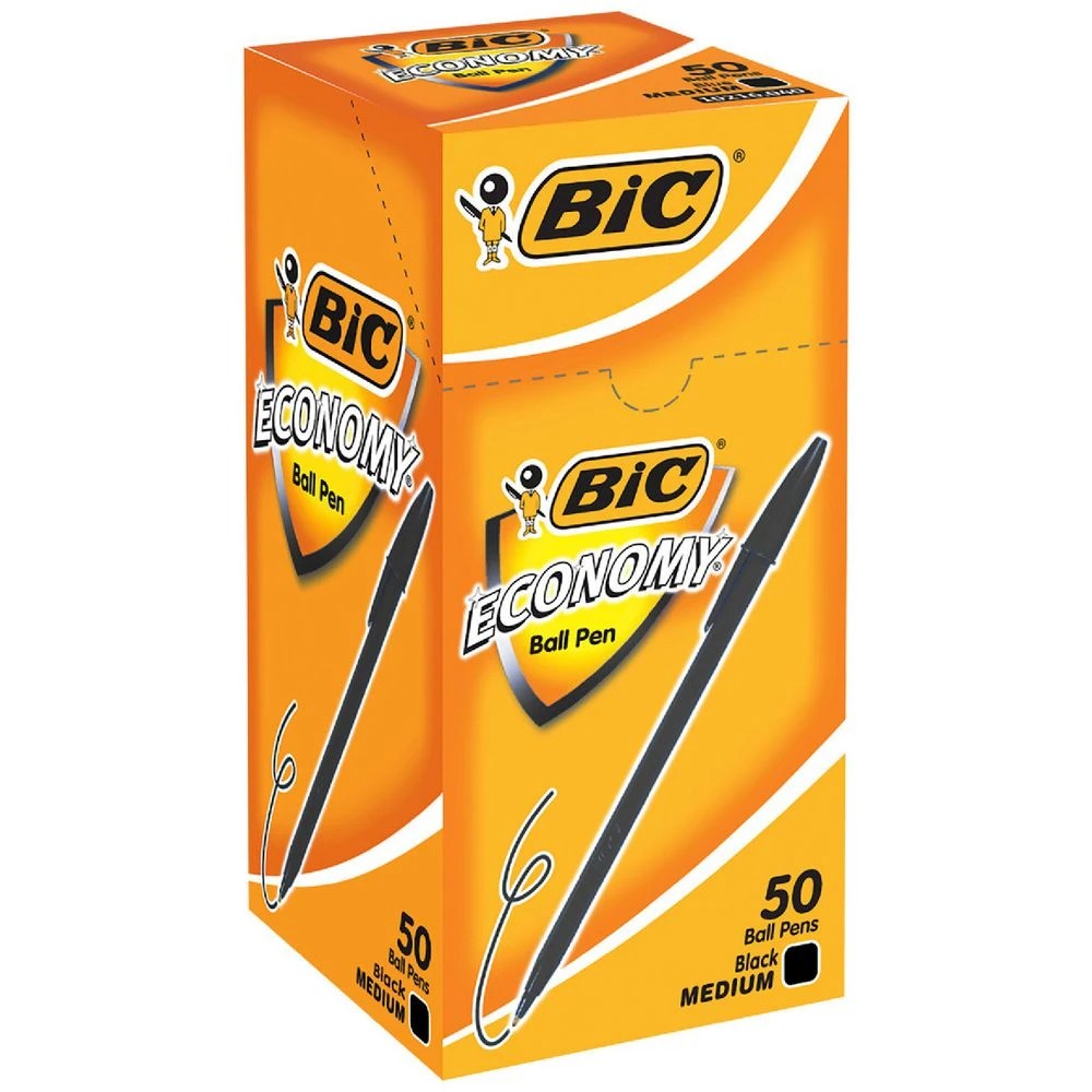 1 BIC Economy Medium Ballpoint Pens Black 50 Pack, 1 of 5