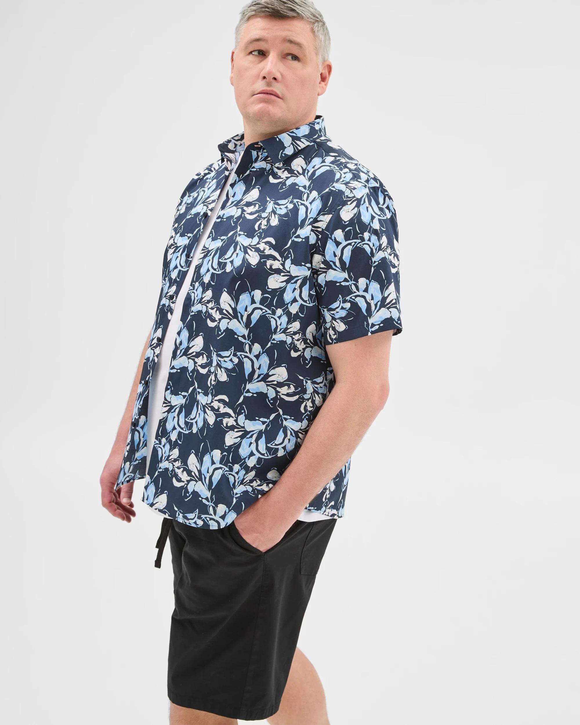 5 Target Plus Size Australian Cotton Business Shirt NAVY FLORAL, 5 of 5