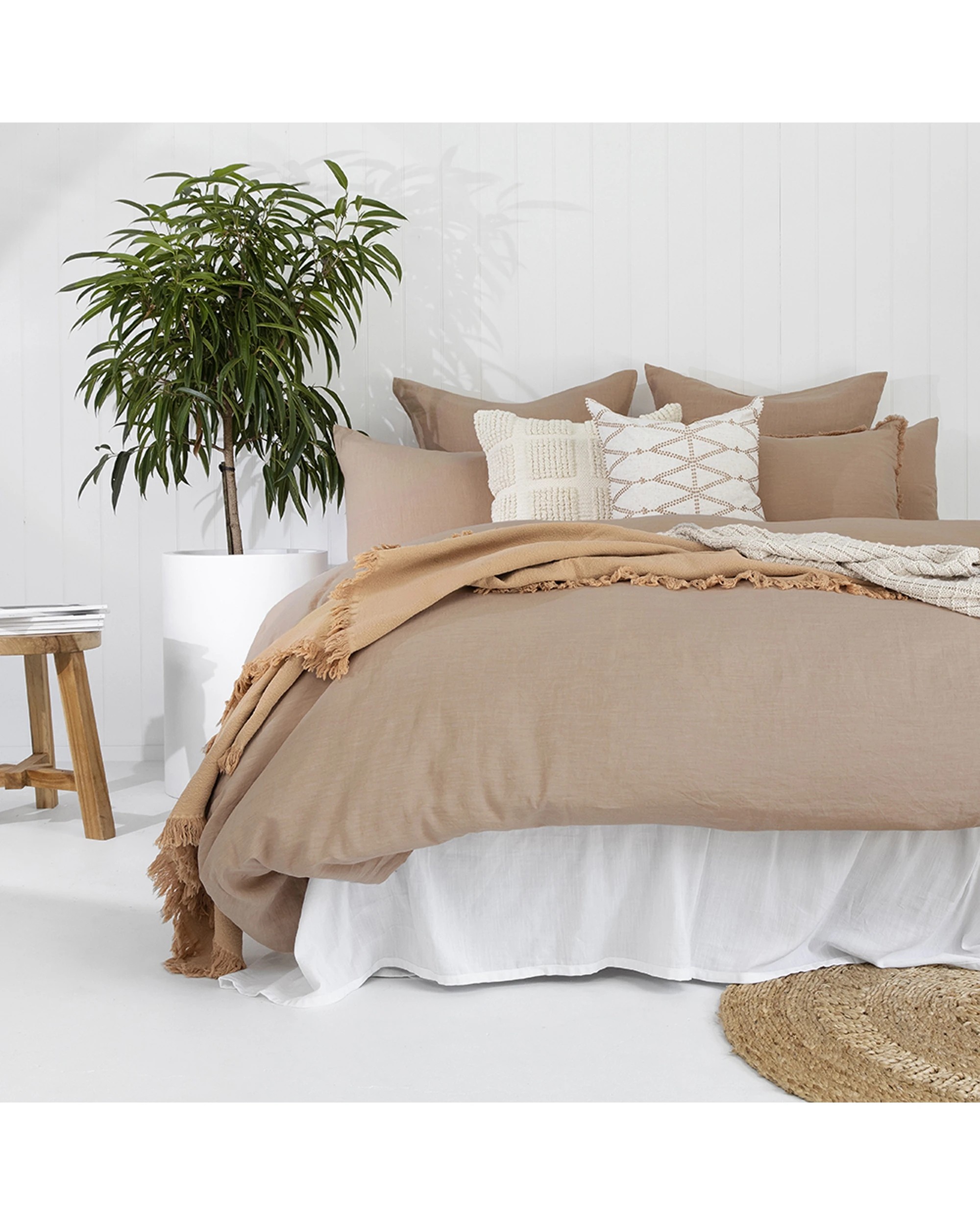 1 Bambury Linen Quilt Cover Set Tea Rose Soft Woven - Queen Bed - Pink, 1 of 2