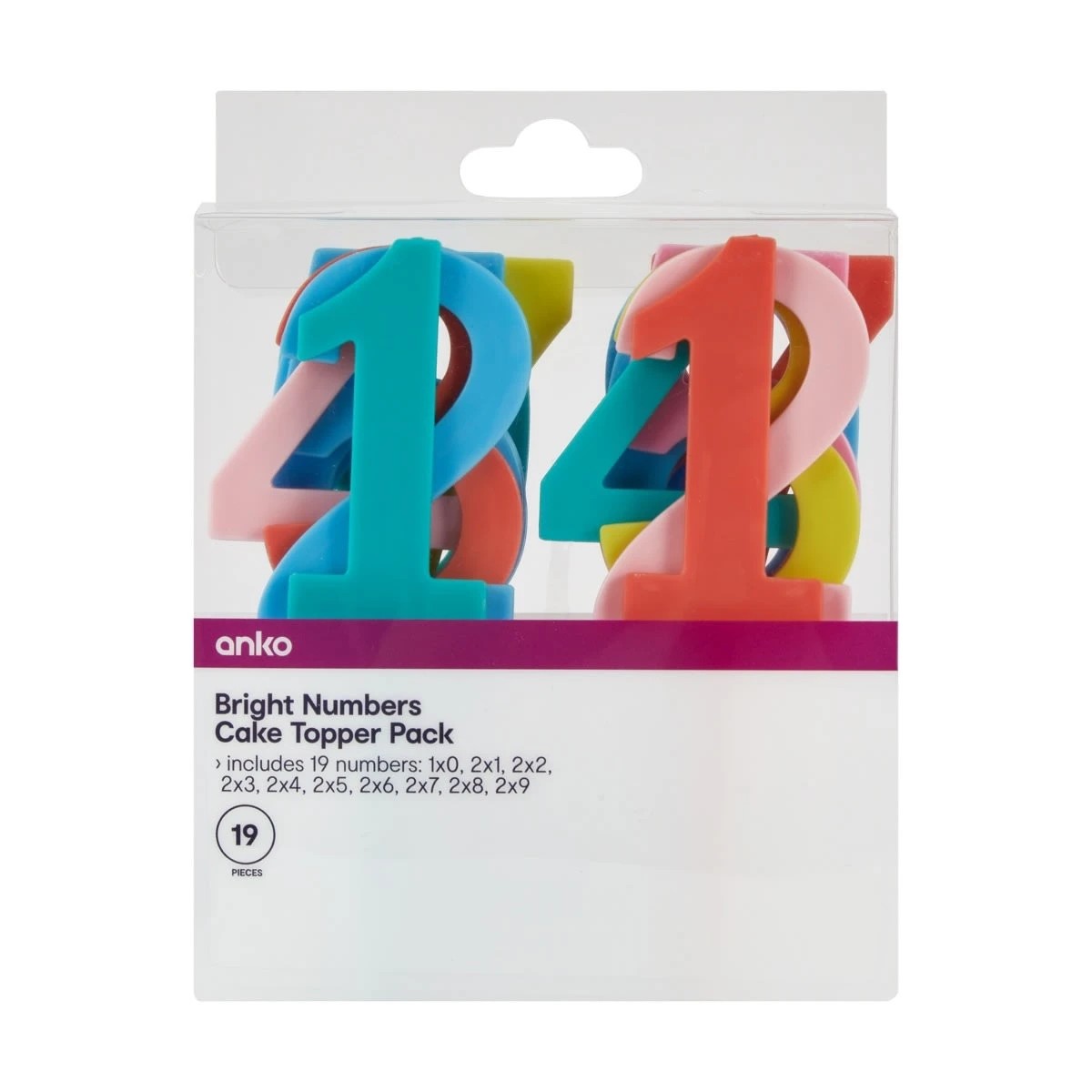 5 19 Piece Bright Numbers Cake Topper Pack, 5 of 5