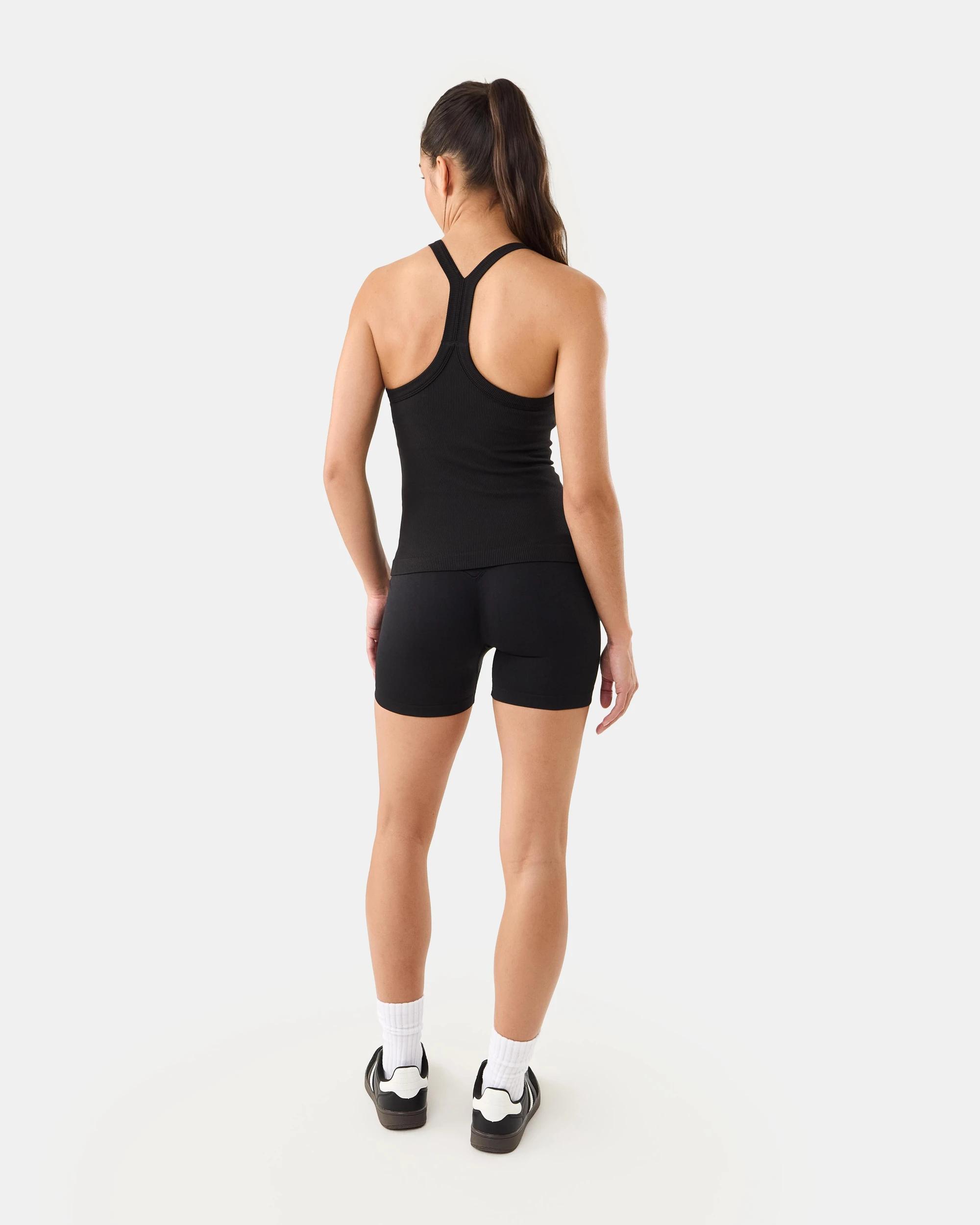 4 Active Womens Ribbed Tank Top Black, 4 of 8