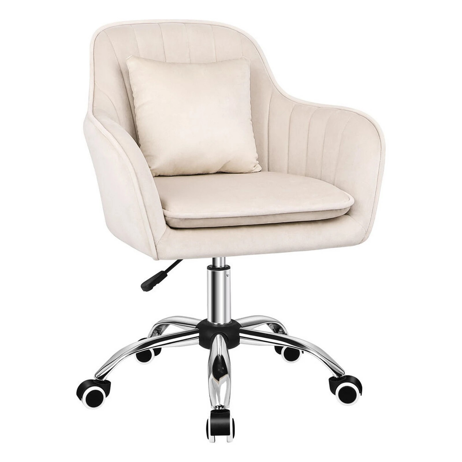 1 Alfordson Velvet Office Chair Computer Swivel Armchair Work Adult Kids - Beige, 1 of 10