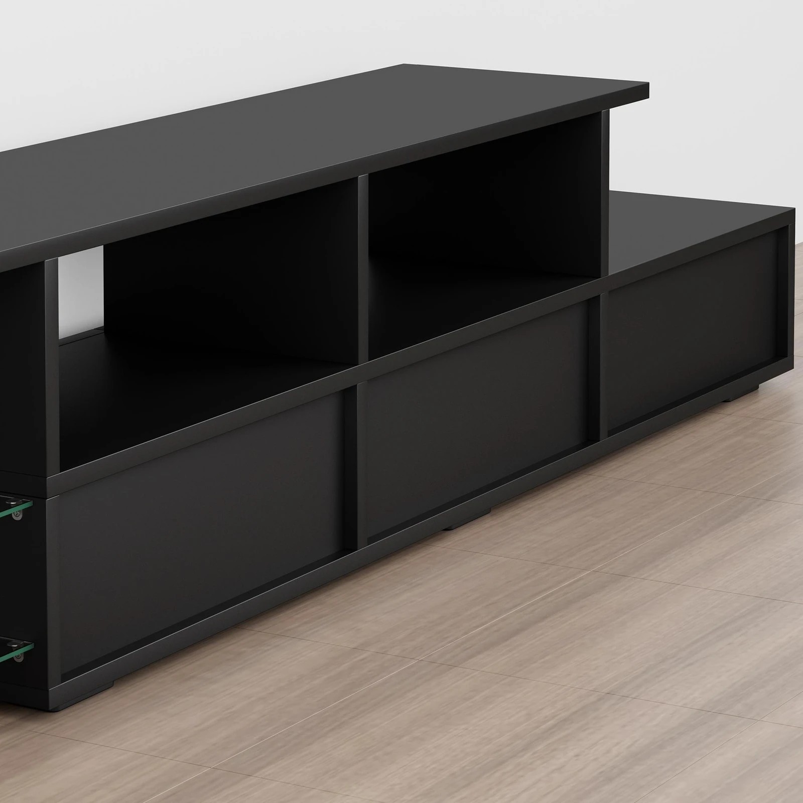 5 Alfordson Entertainment Unit 220cm TV Stand LED Light Storage Gloss - Black, 5 of 10