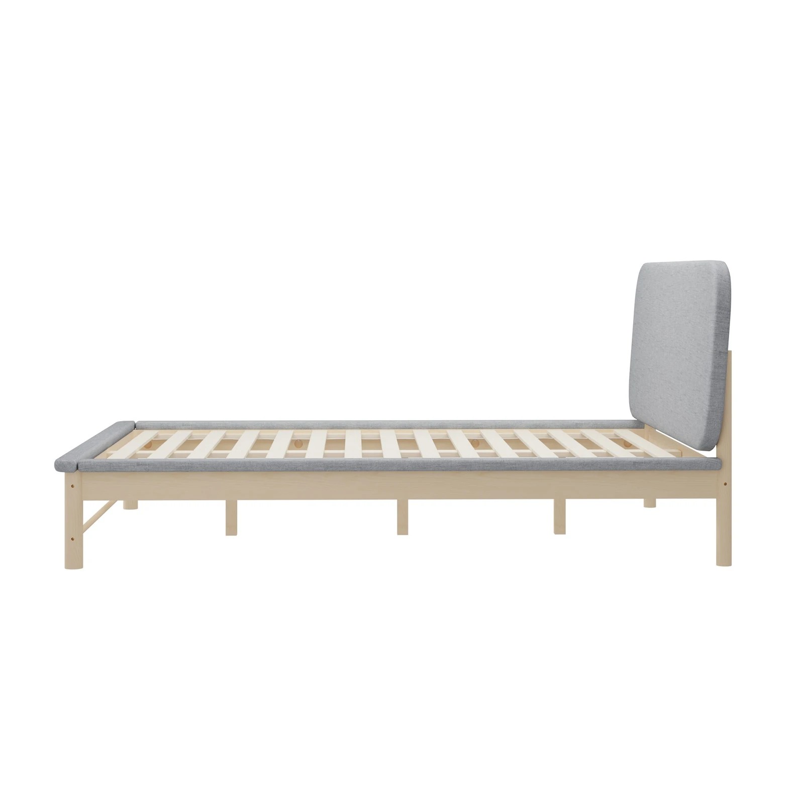 8 Oikiture Wooden Bed Frame With Padded Fabric Edges Pine Headboard Base Double
 - Grey, 8 of 10