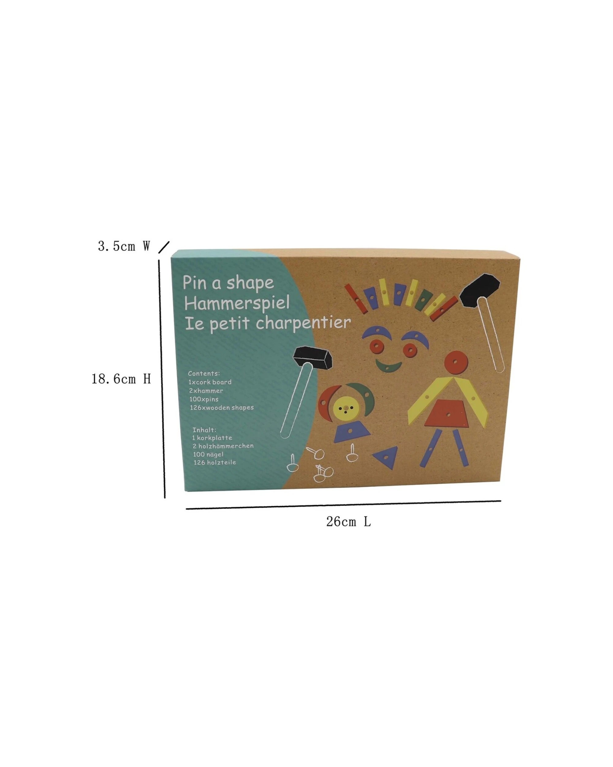 2 Kaper Kidz Tap A Shape Kids Wooden Toy With Hammer And Nails 3 Plus Age Group. - Multi, 2 of 2