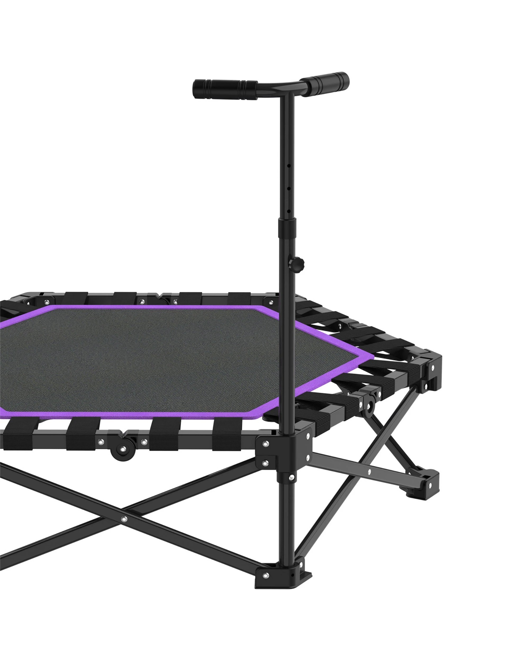 4 Advwin 42" Mini Trampoline 3s Quick Folding Rebounder with 3 Level Adjustable Handle, 150KG Capacity Purple, 4 of 7