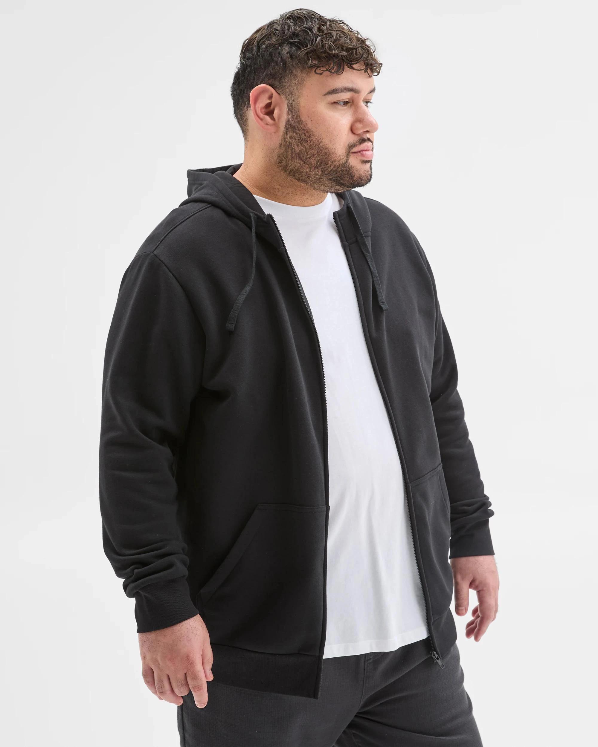 4 Target Man Plus Plus Size Core Australian Cotton Blend Zip Thru Hoodie BLACK, 4 of 6