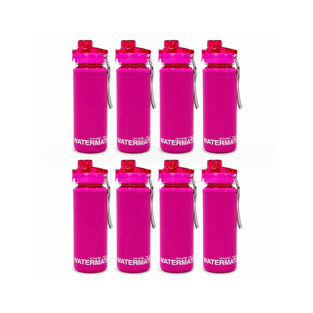 1 ANNABEL TRENDS Watermate Neoprene Drink Bottle Cover 8 Pack Fits 550ml - Pink, 1 of 2