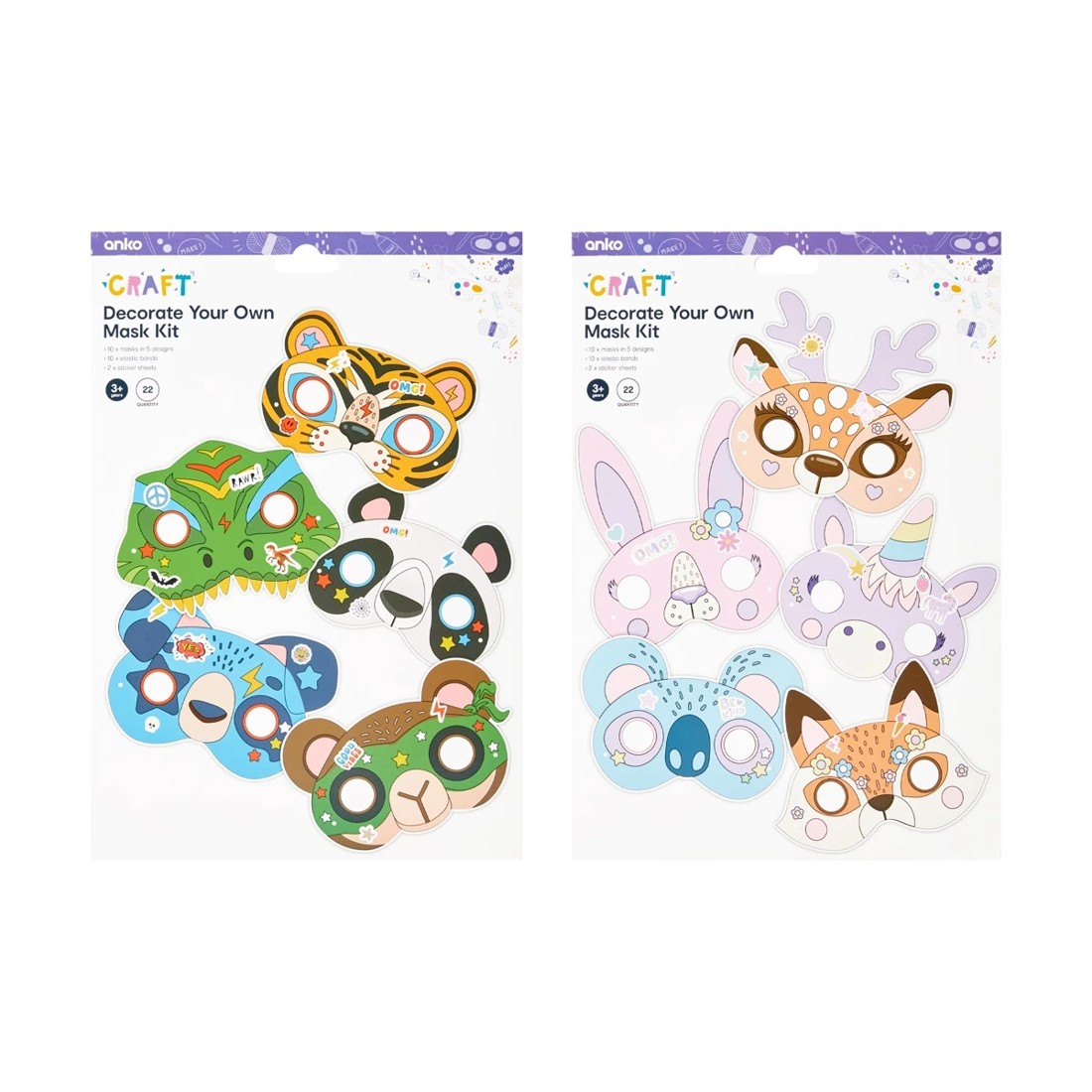 1 22 Piece Decorate Your Own Mask Kit - Assorted, 1 of 4