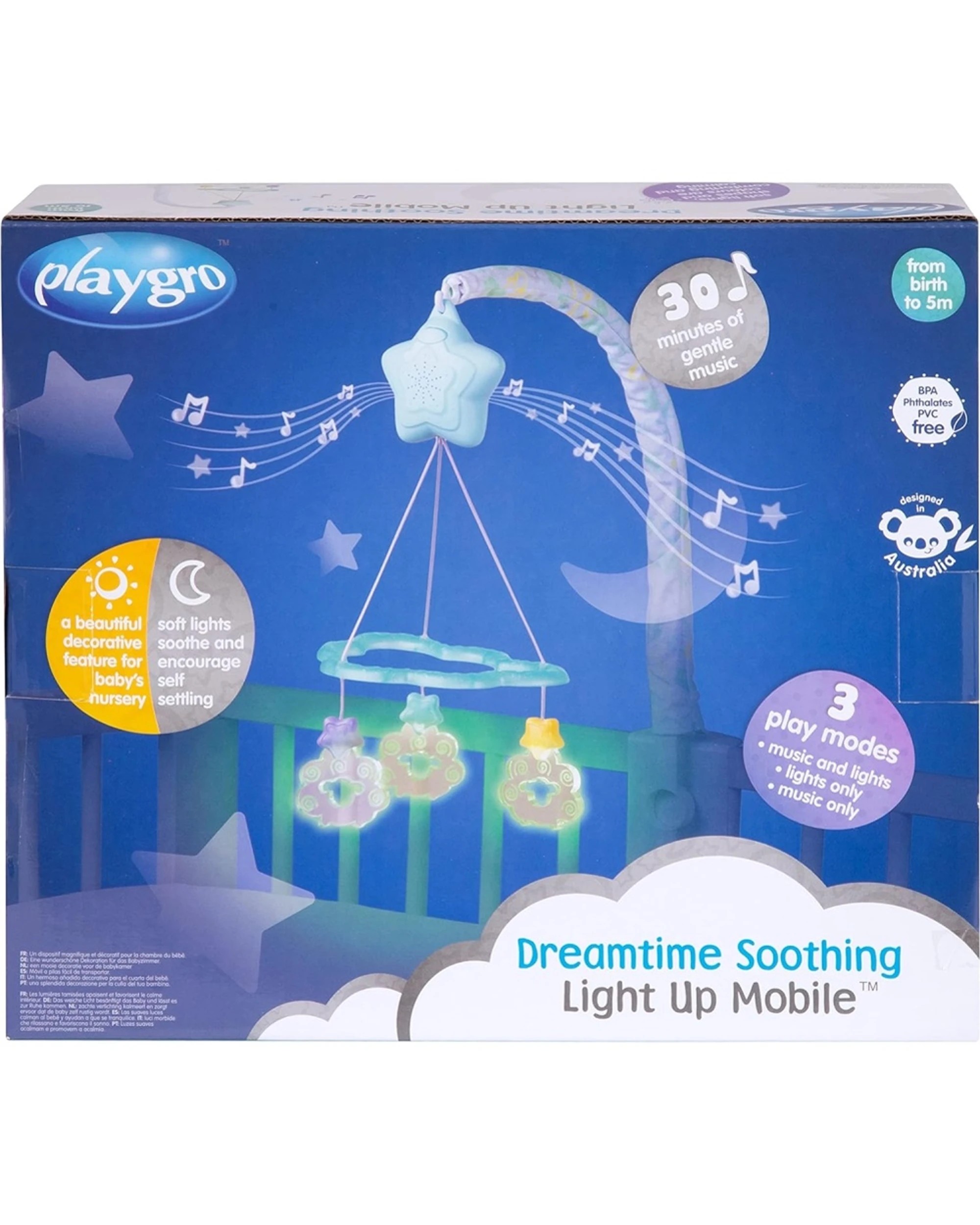 5 Playgro Dreamtime Soothing Light Up Mobile with 30 Minutes Music - Multi, 5 of 5