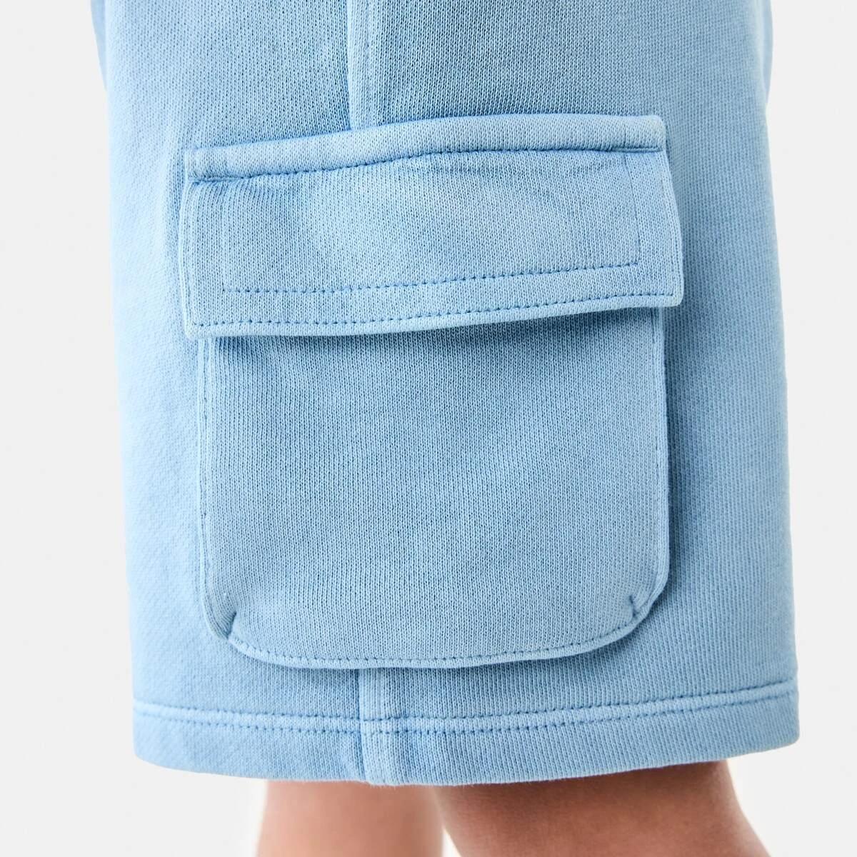 4 Washed Cargo Knit Shorts FADED DENIM, 4 of 6