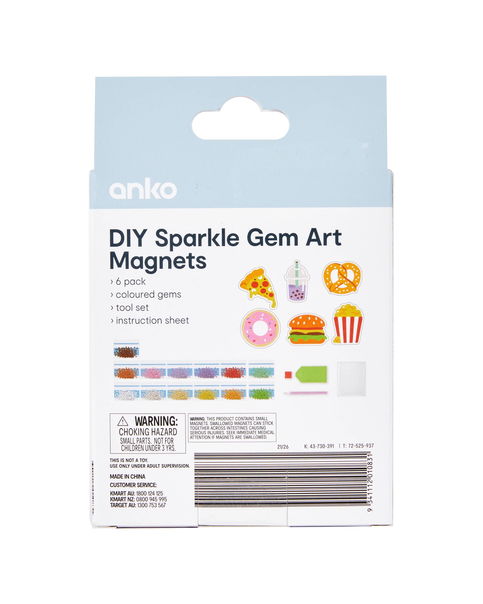 3 DIY Sparkle Gem Art Magnets - Food, 3 of 3