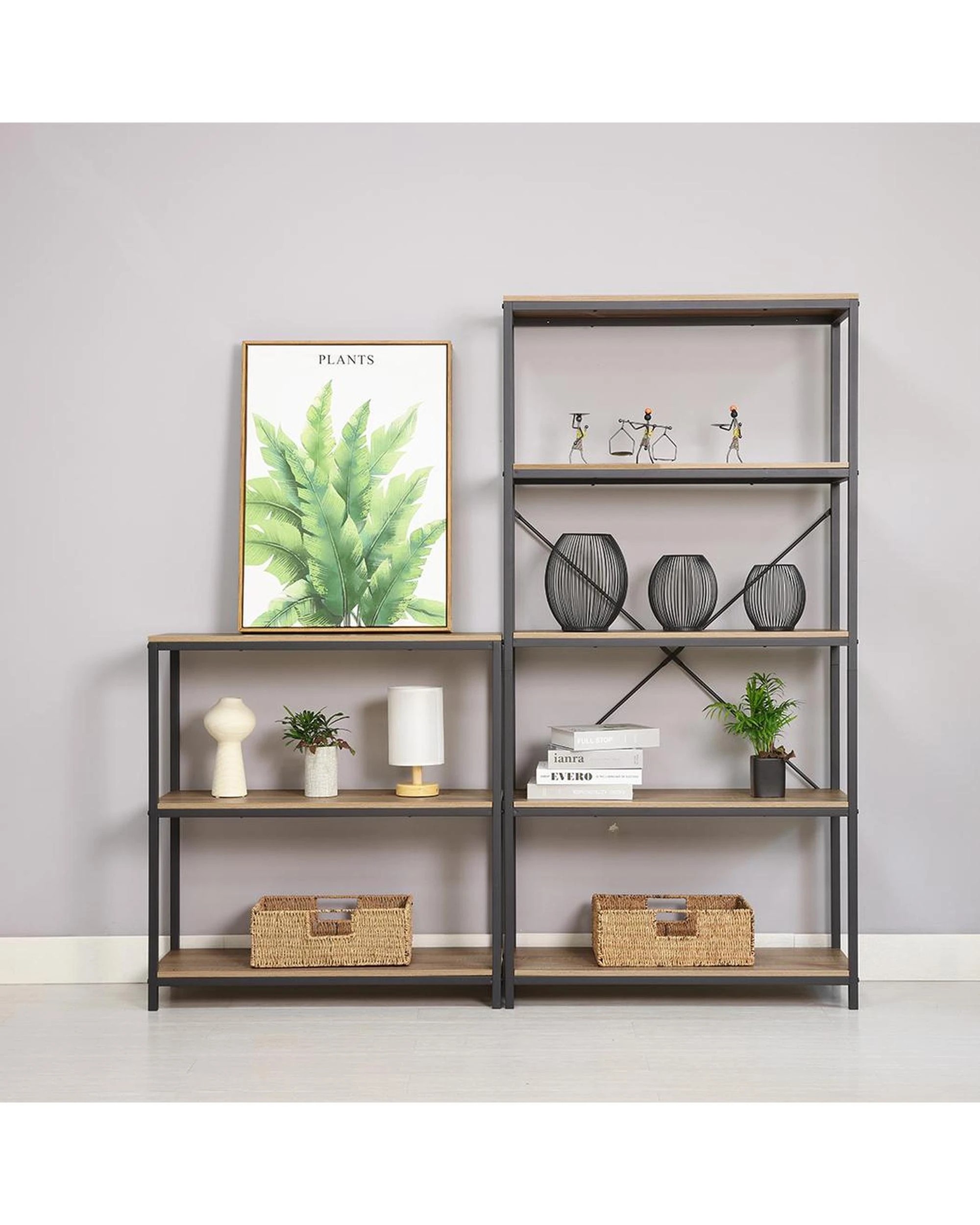 8 Rome Industrial Style Storage Bookshelf Set Oak, 8 of 10