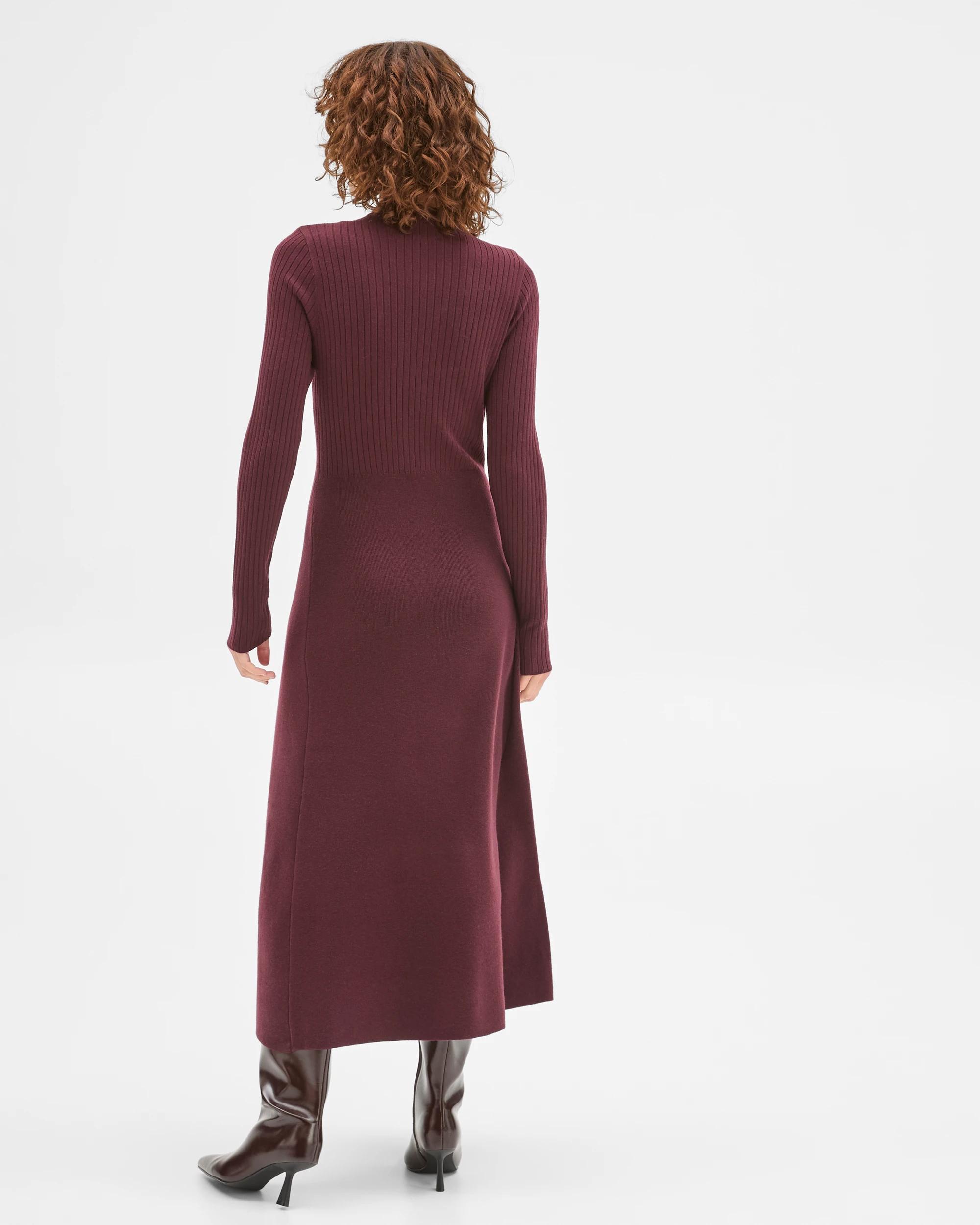 7 Preview Long Sleeve Rib Detail Knit Dress PINOT, 7 of 7