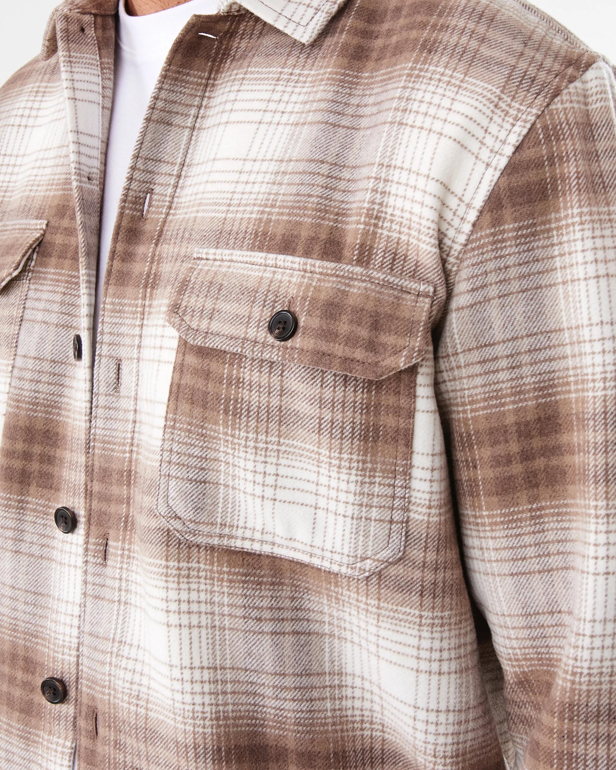 7 Long Sleeve Check Overshirt Brn Check, 7 of 9