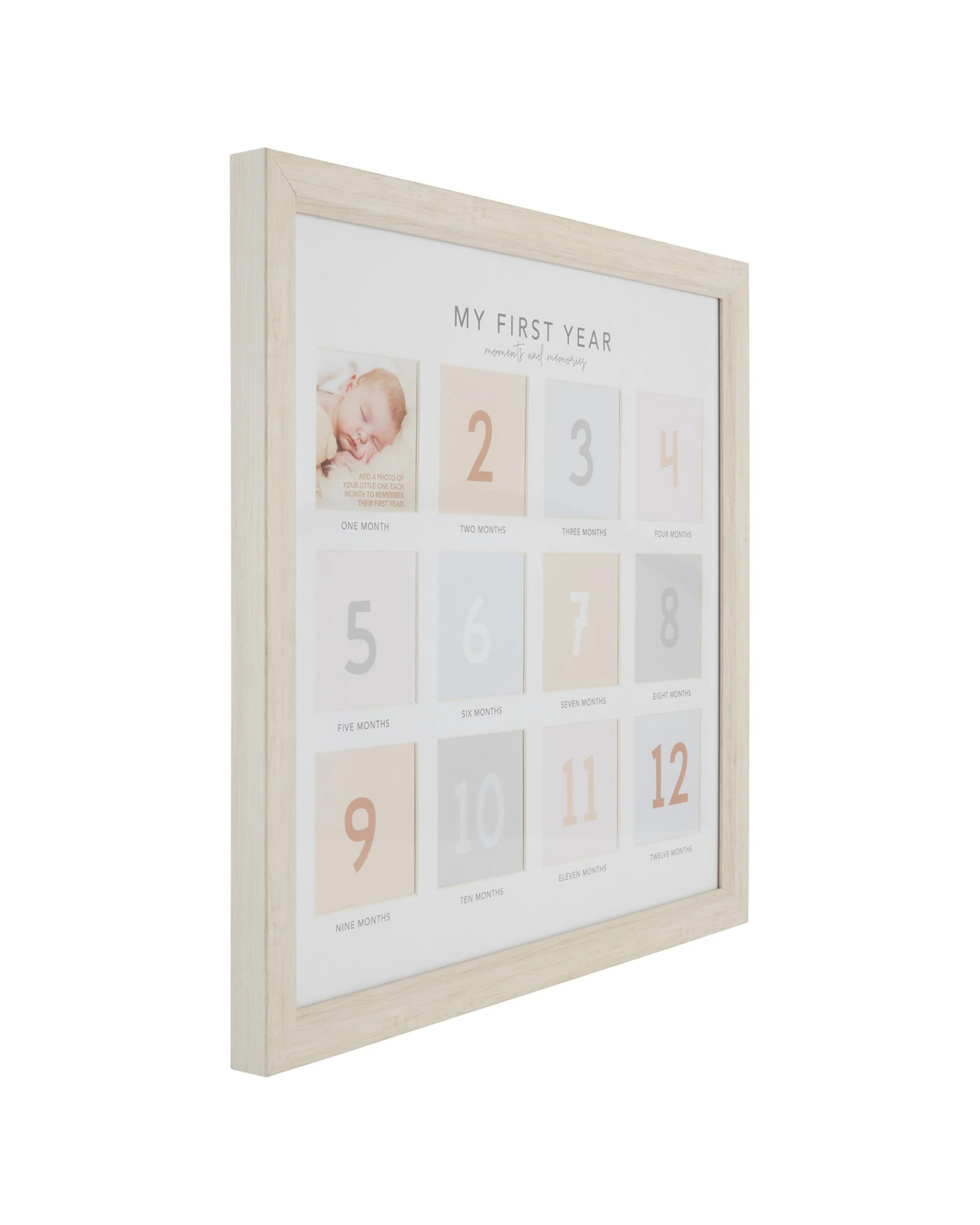 3 Splosh Baby First Year 12-slot Picture Photo Frame 43.5cm Wall Hanging Square - Natural, 3 of 3