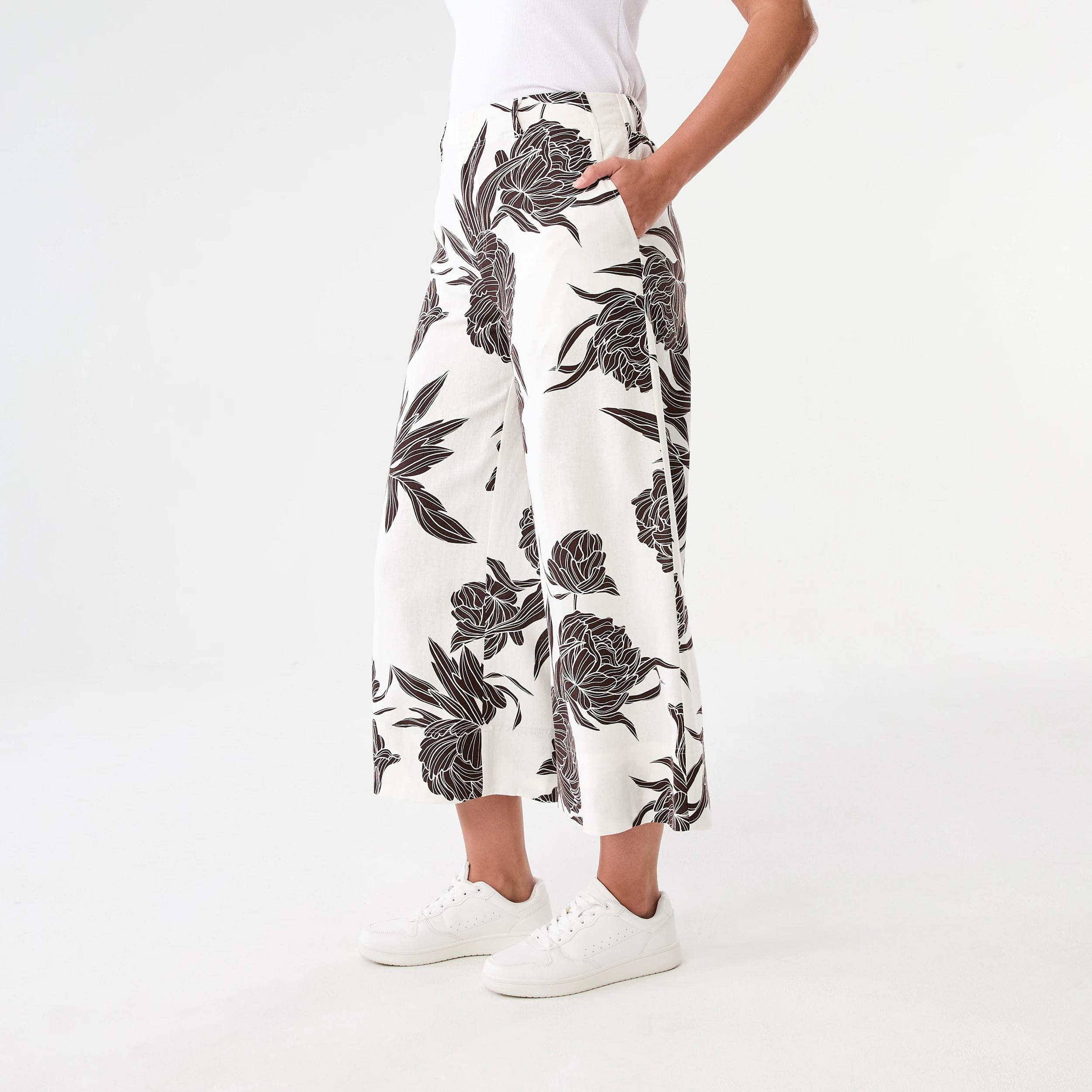 2 Printed Linen Blend Pants Choc Flrl, 2 of 5