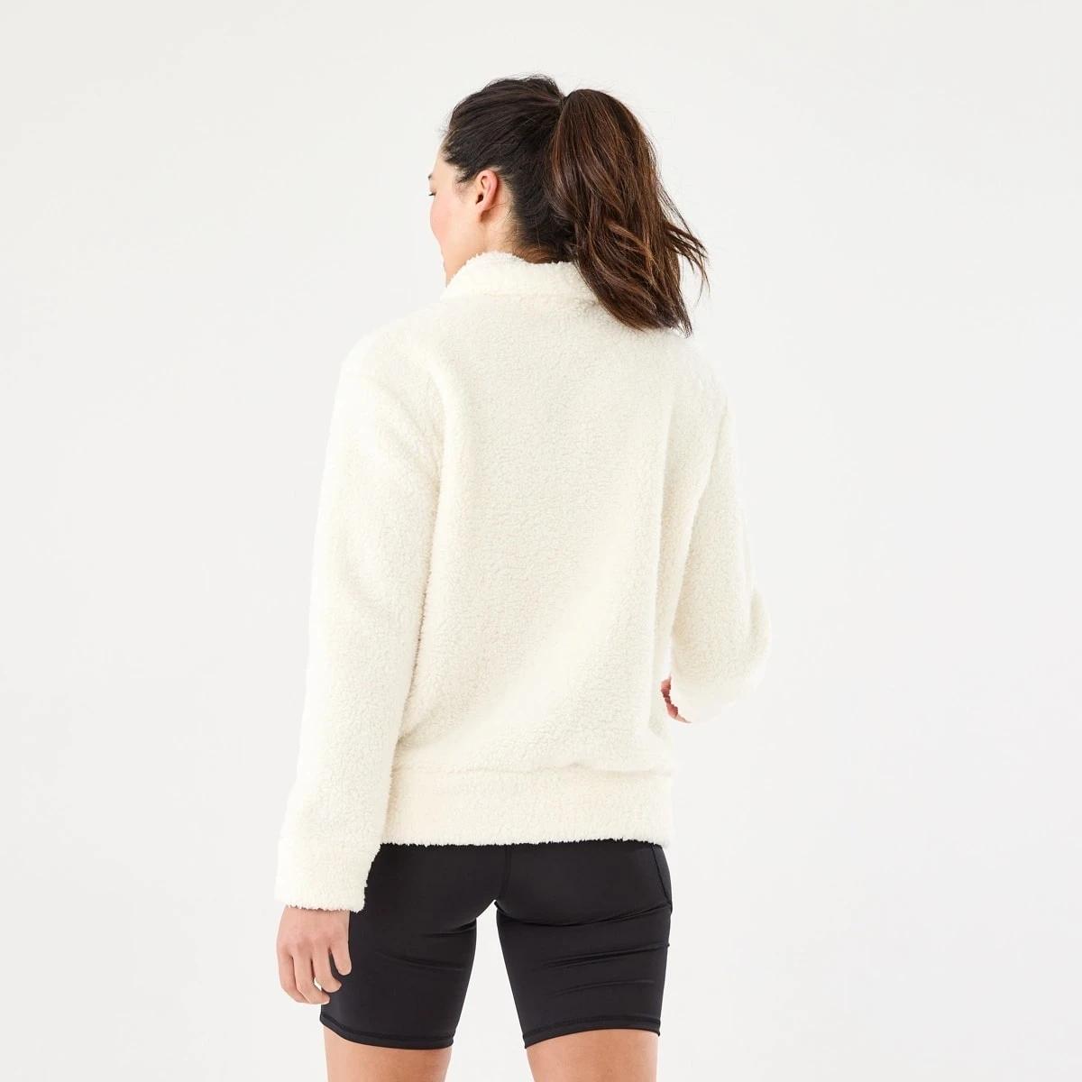 3 Active Womens Sherpa 1/4 Zip Sweatshirt CREAM, 3 of 6