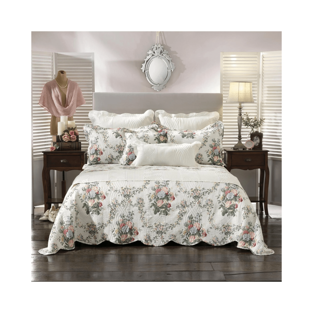 1 Bianca Bedding Rosedale Bedspread Set - Single, Green
 - Single Bed
 - green, 1 of 4