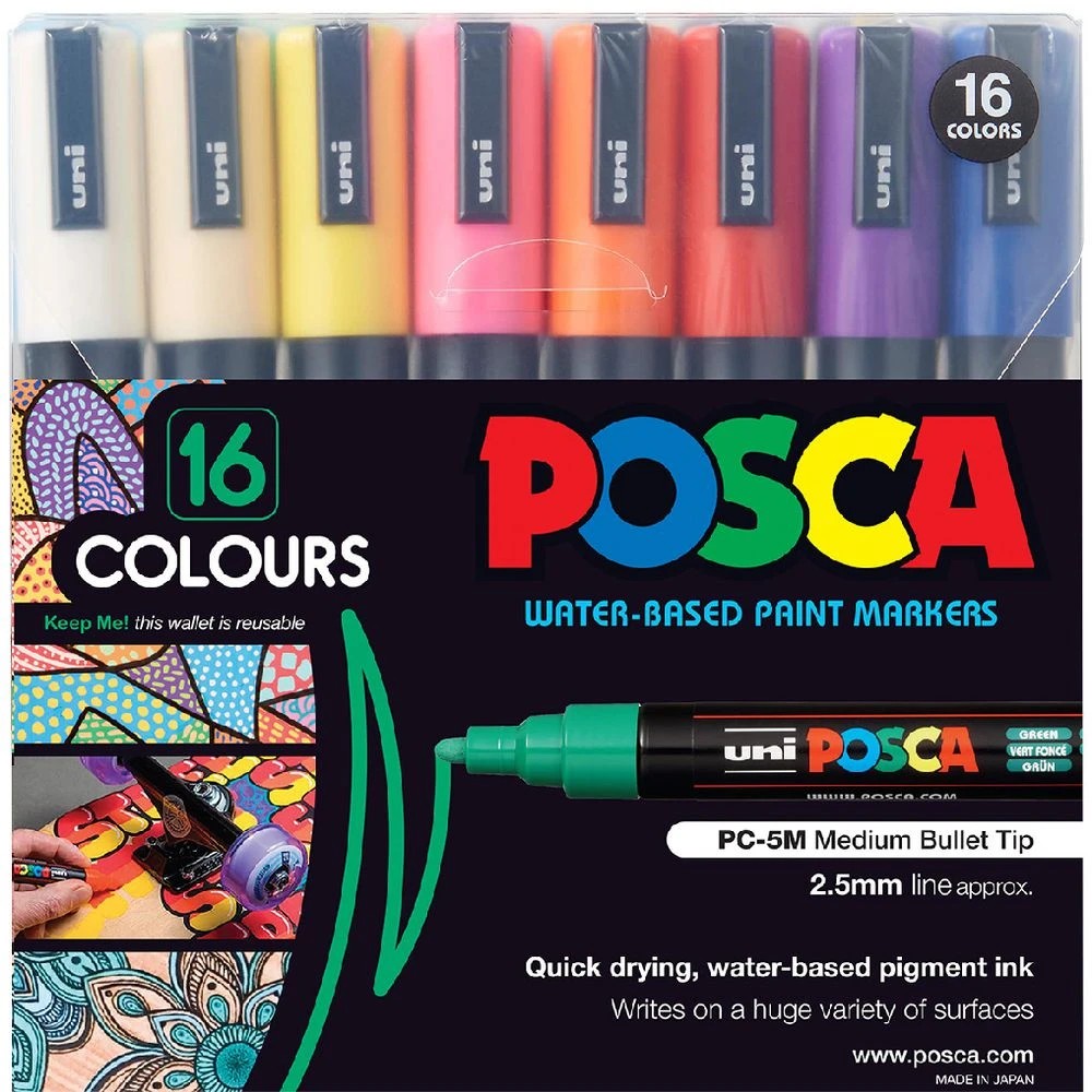 1 POSCA PC-5M Paint Markers Assorted 16 Pack, 1 of 10