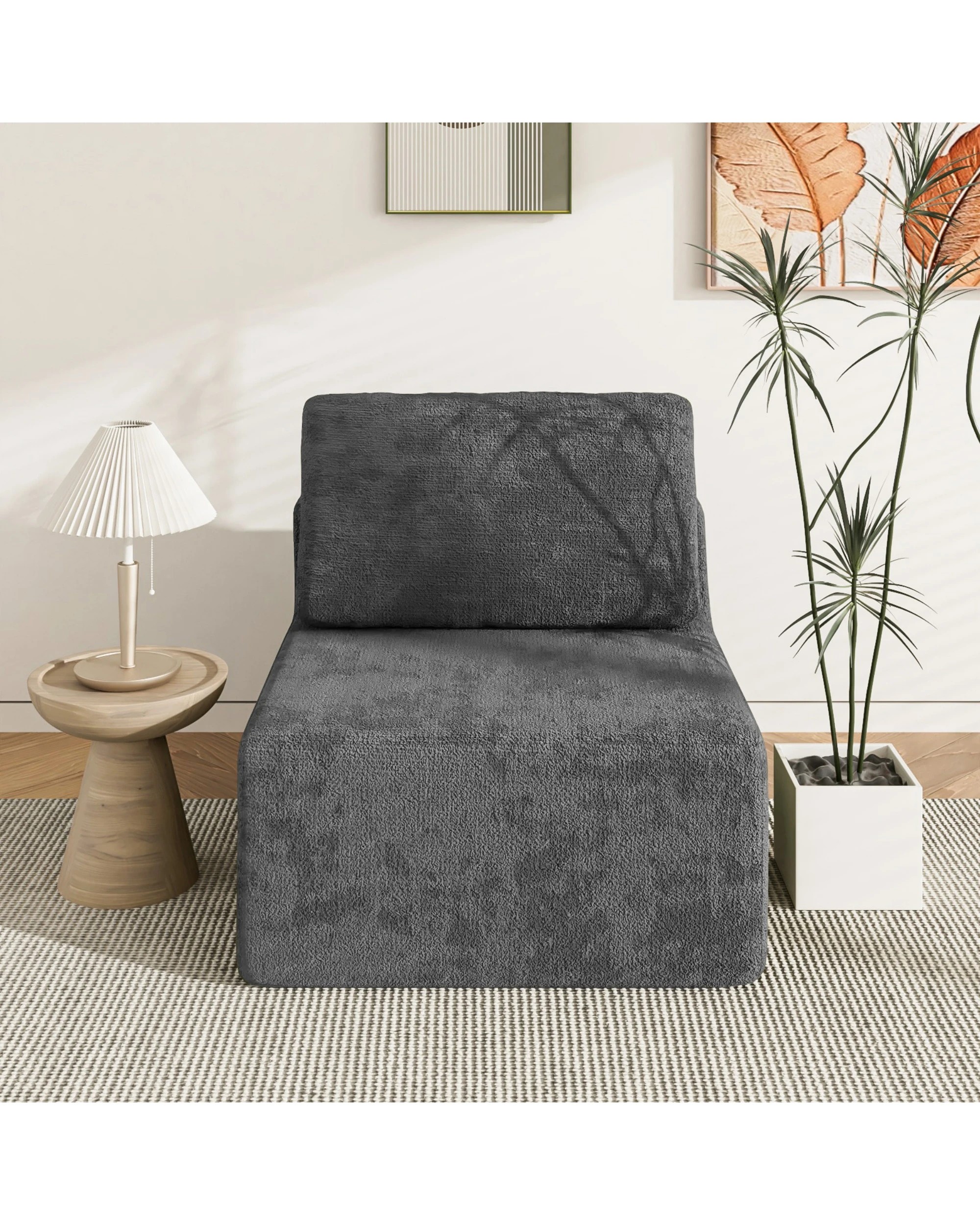 3 Advwin Armless Sofa Chair Chenille Fabric Modular Lazy Sofa, 3 of 5
