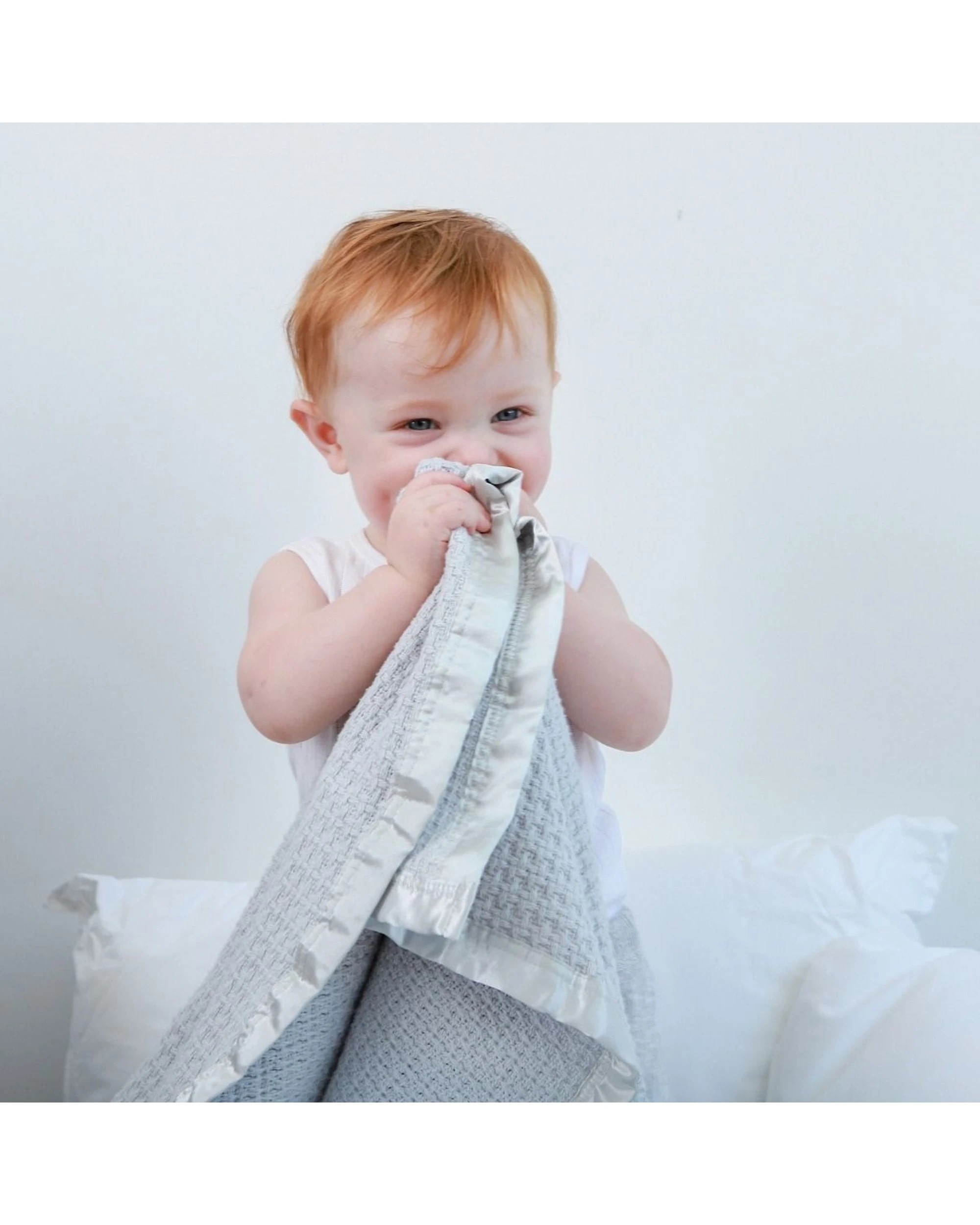 3 Onkaparinga Moss Weave Cotton Blanket Bassinet Australian Cotton Soft - Silver, 3 of 3