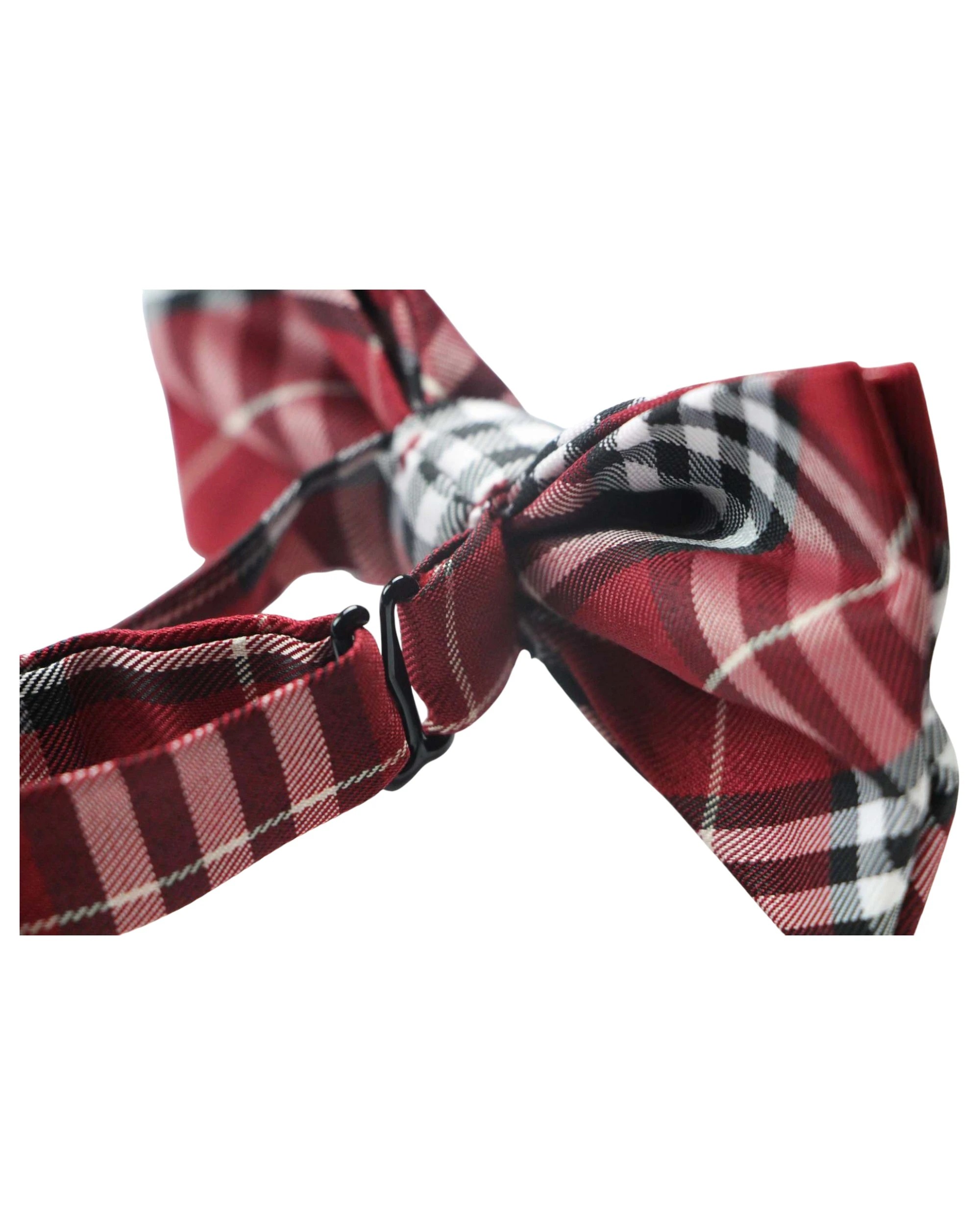 2 Zasel Mens Red Plaid Patterned Bow Tie, 2 of 3