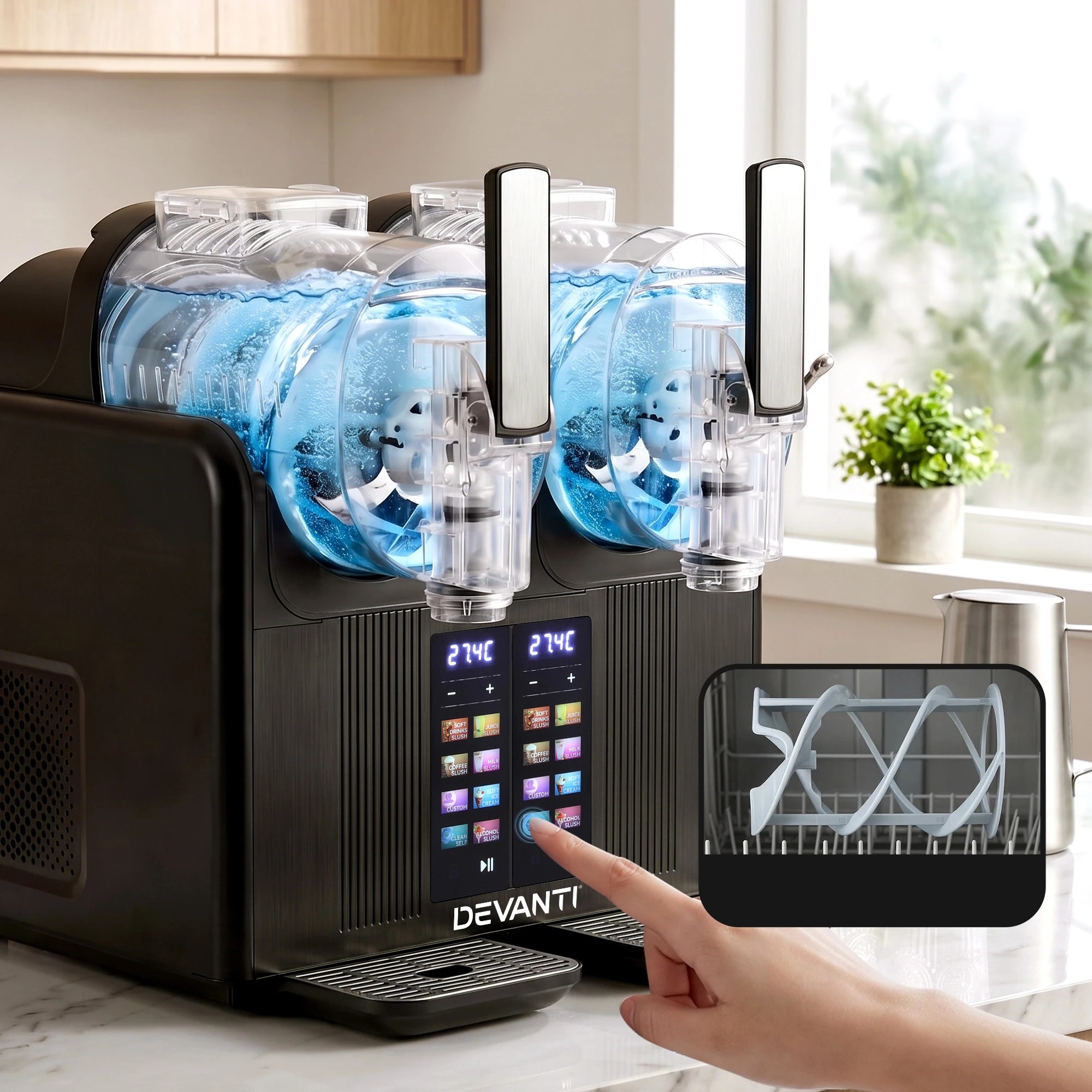 10 Devanti 4L Slushie Machine Dual Tanks Ice Cream Frozen Drink Slush Maker - Black, 10 of 10