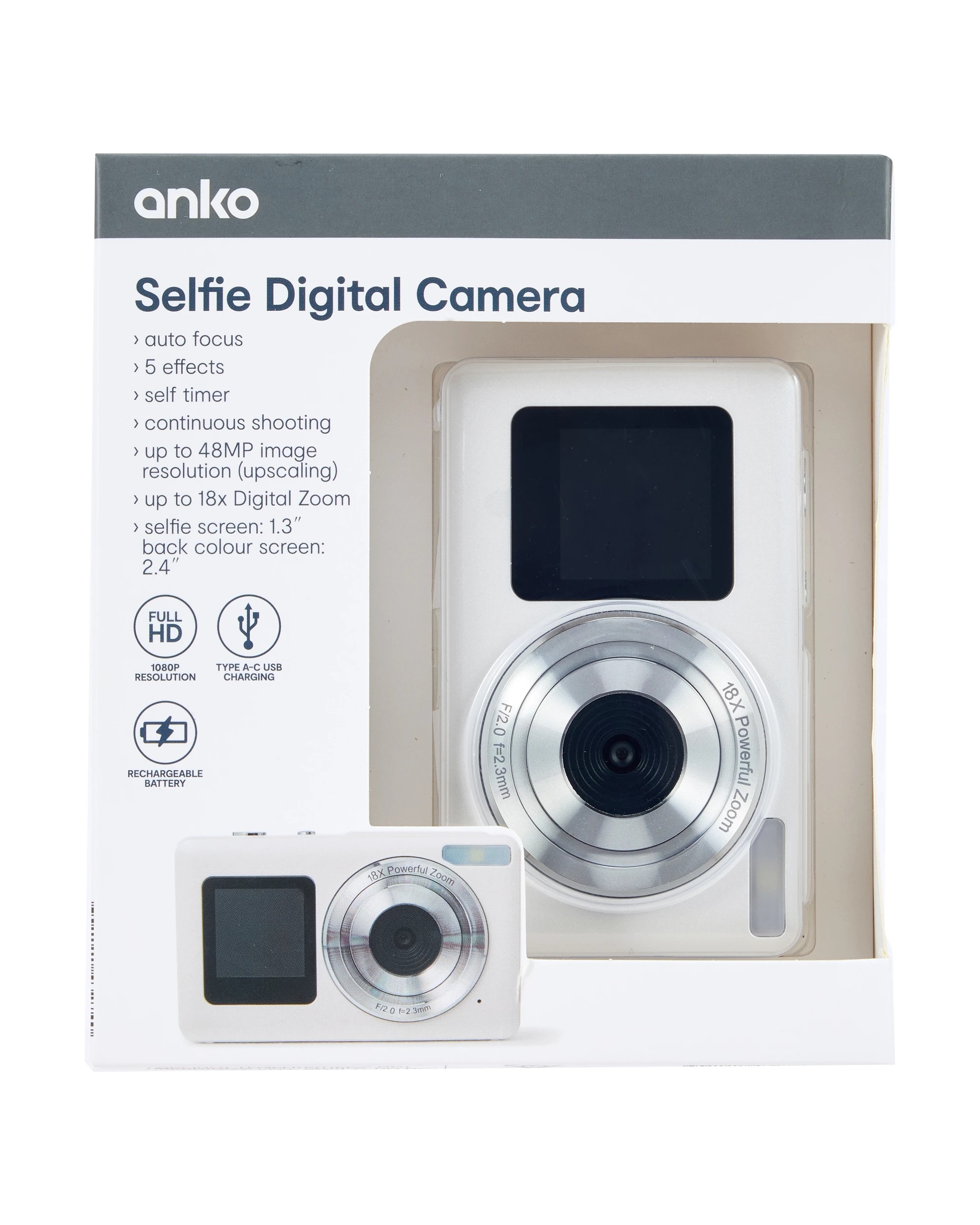 8 Selfie Digital Camera - White, 8 of 9
