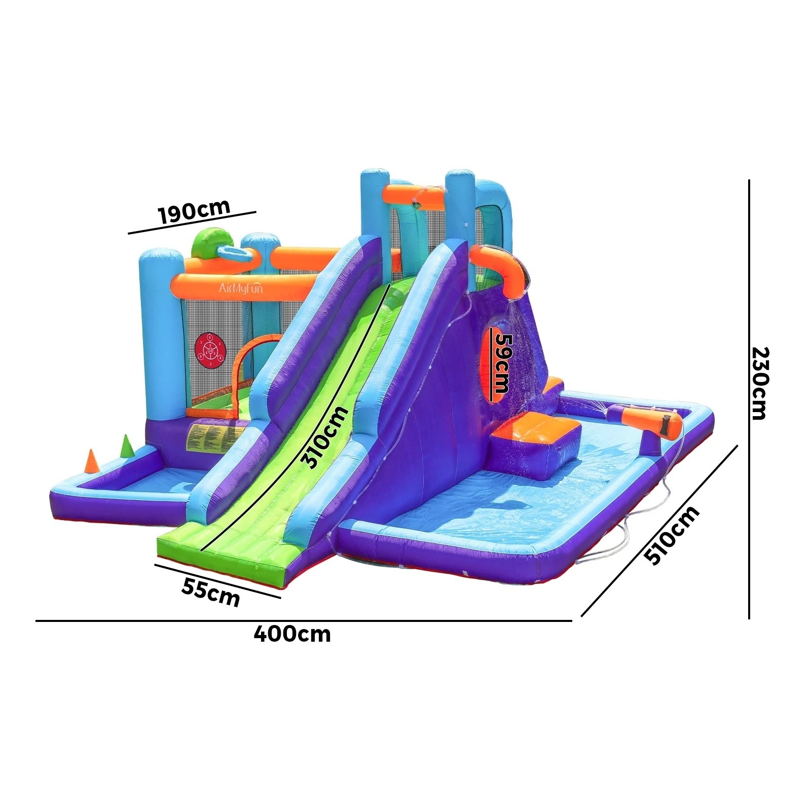 8 Airmyfun 11 Play Zones Inflatable Water Slide Trampoline Bounce House Splash
 - Multi, 8 of 8