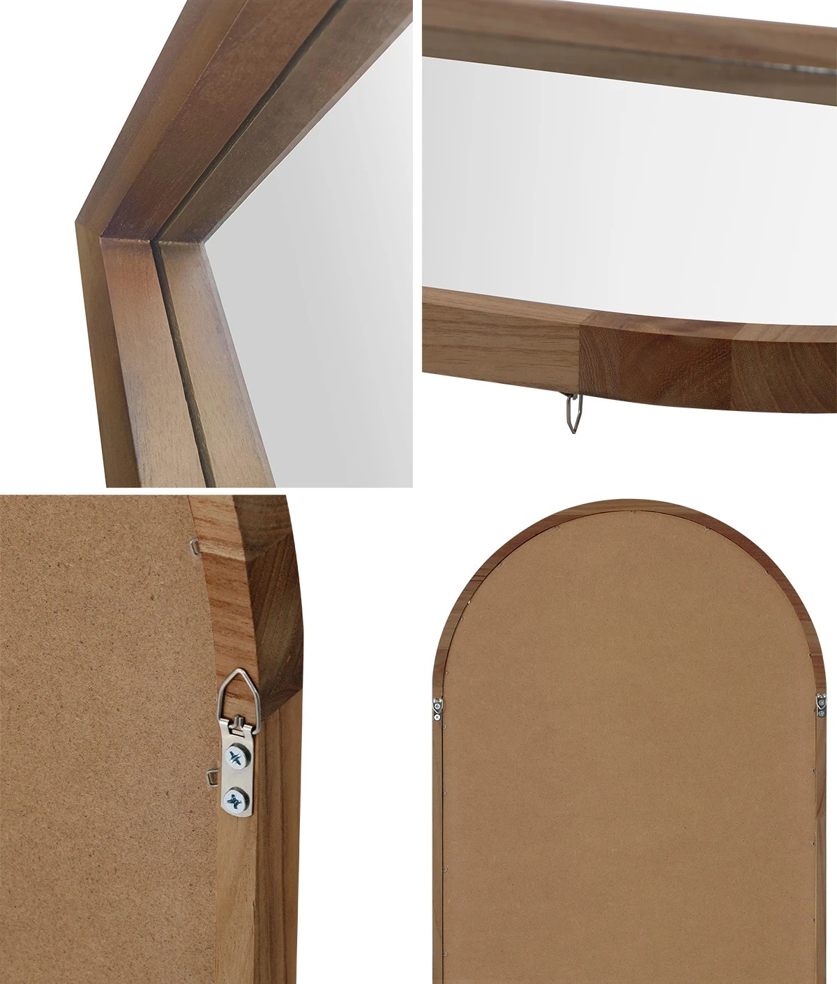 6 Oikiture Wooden Full Length Mirror 180x70cm Arched Dressing Floor Mirrors
 - Brown, 6 of 9