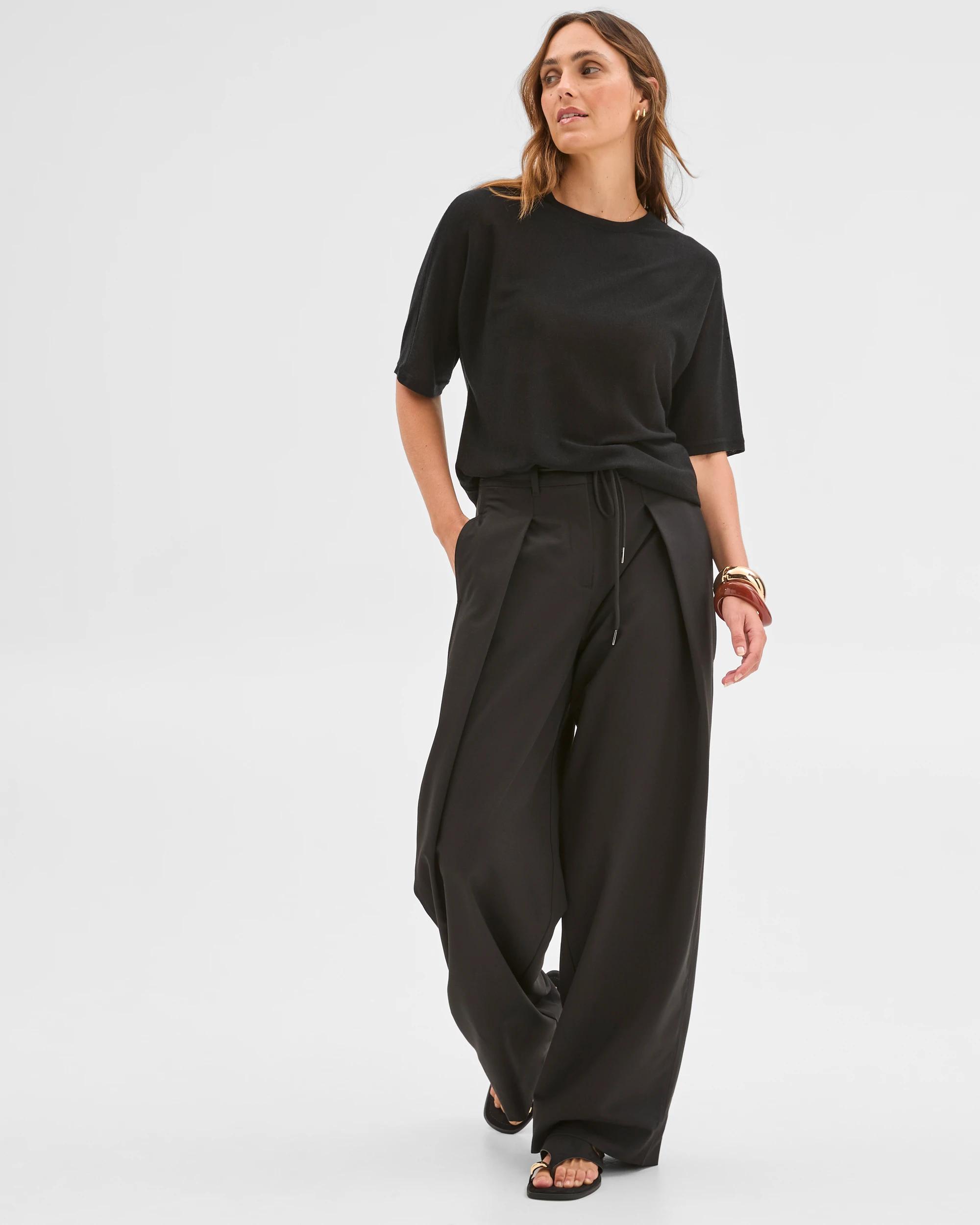 5 Preview Tencel/Merino Blend Lightweight Knit T-Shirt BLACK, 5 of 7