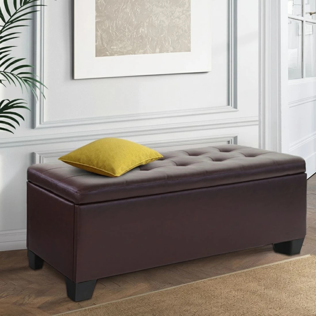 7 Artiss Storage Ottoman Blanket Box 97cm Leather - Brown, 7 of 7