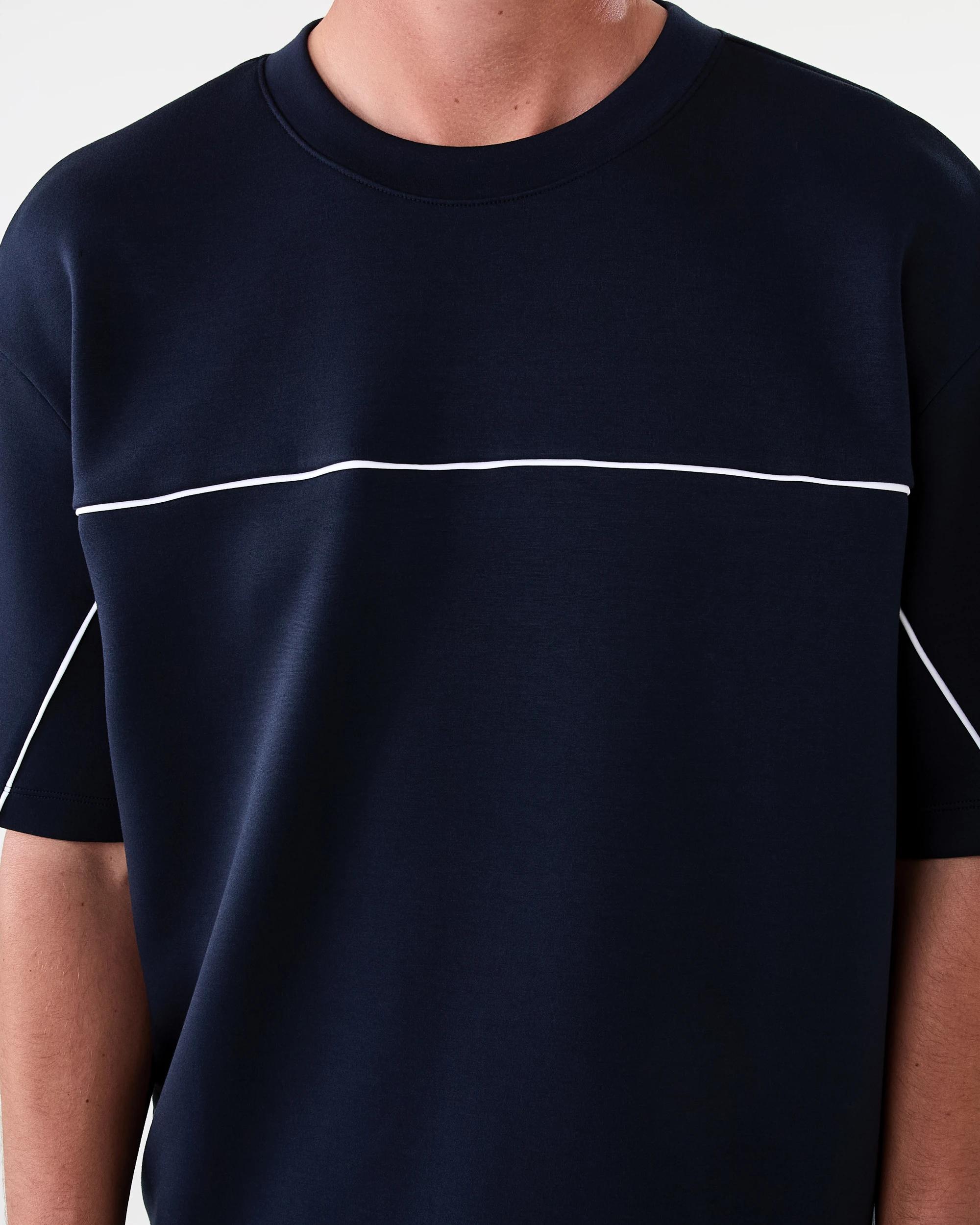 6 Active Mens Oversized Piping Scuba T-shirt Shade Navy, 6 of 6