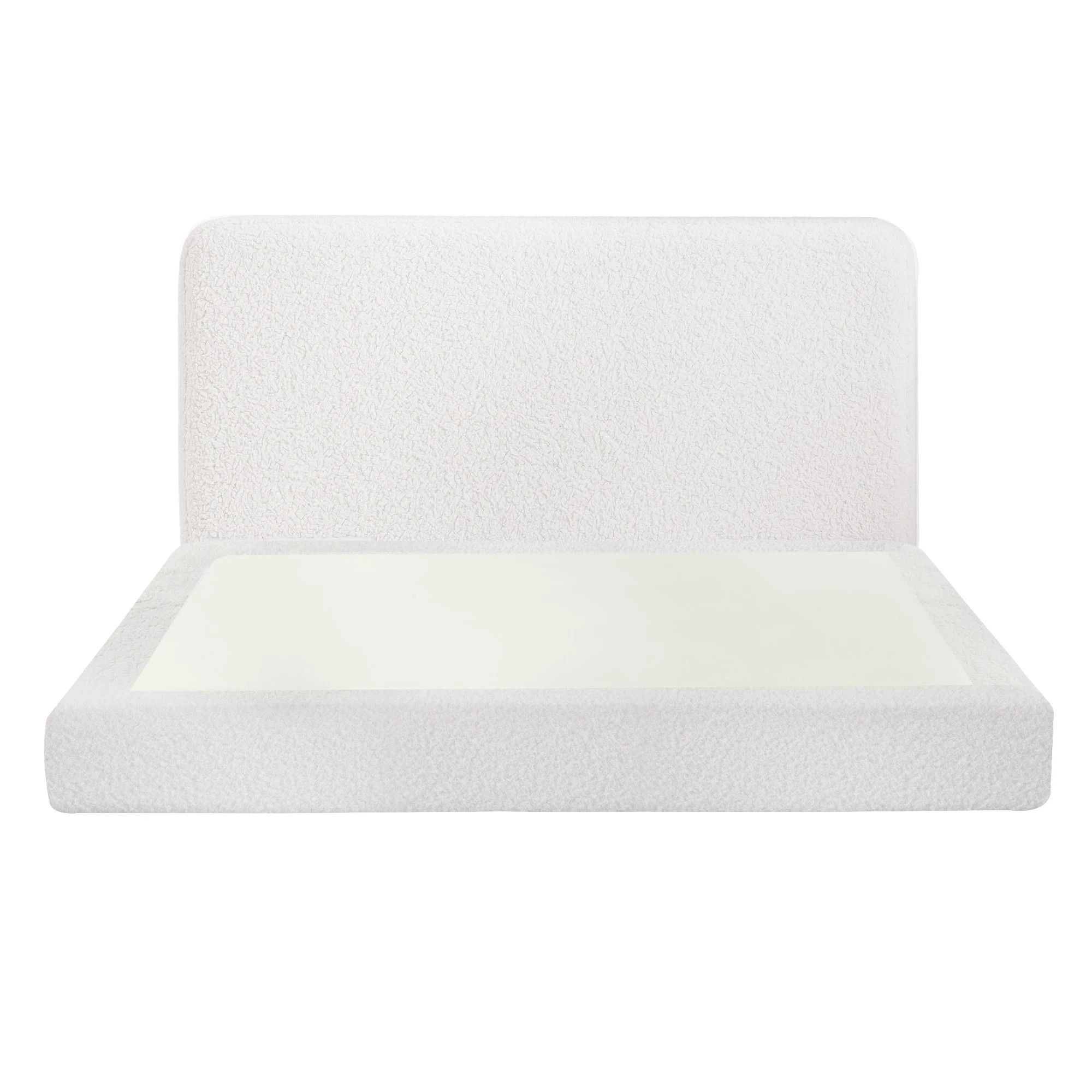 3 Artiss Queen Bed Frame Boucle Fabric No-Assembly Beds Vacuum Compressed Removable Washable Cover - White, 3 of 8