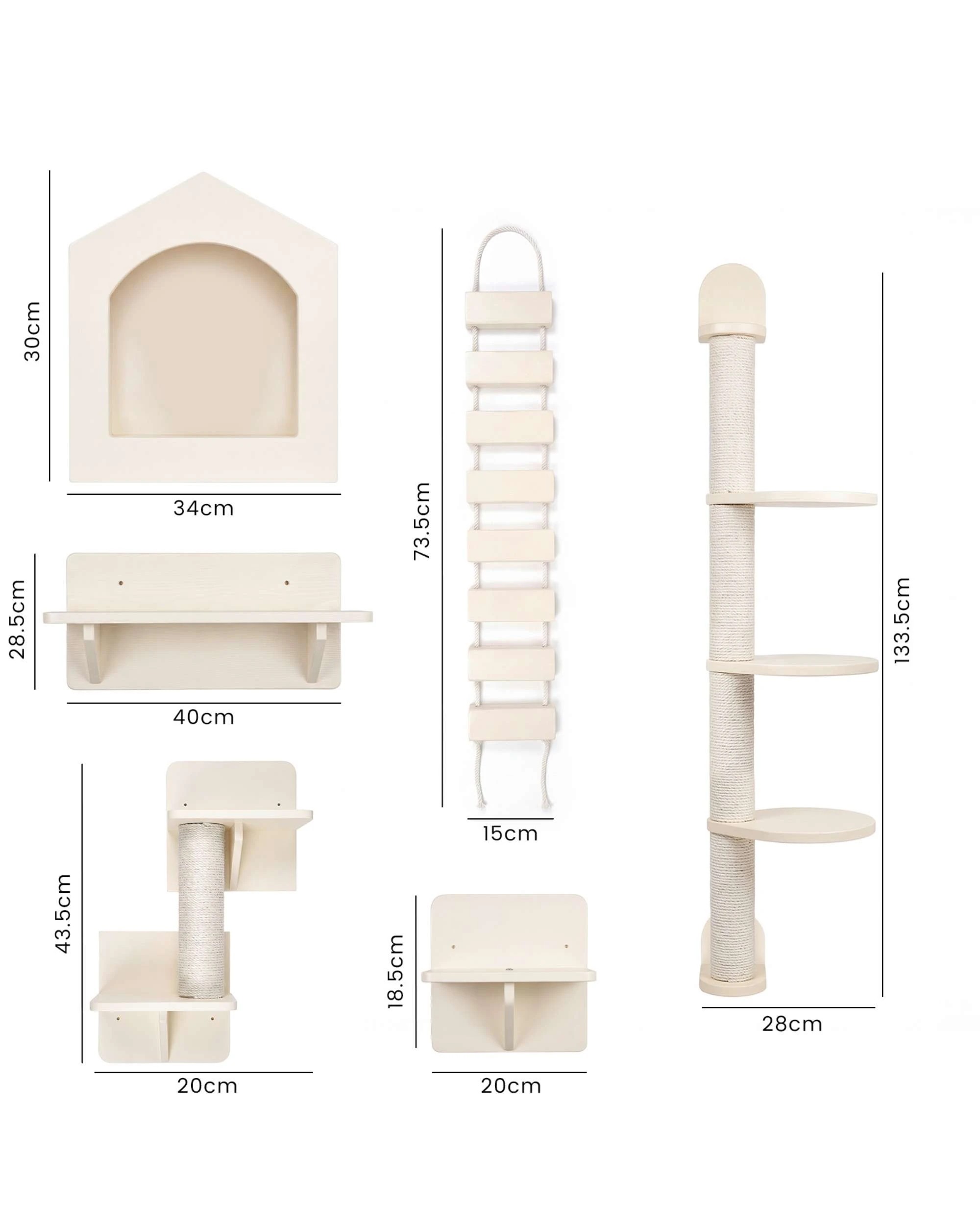 8 Advwin 5 in 1 Cat Wall Shelves Wooden Cat Tree, 8 of 8