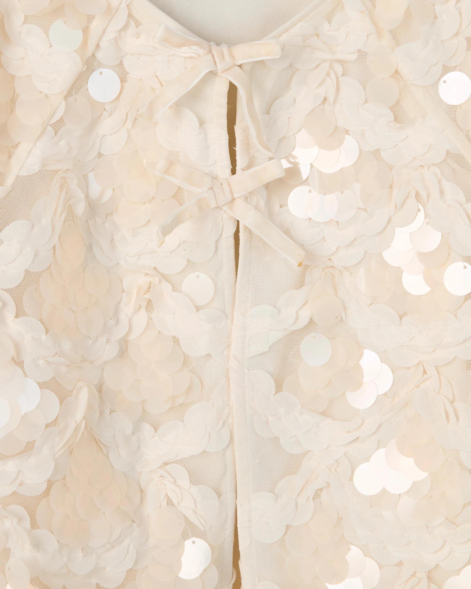 7 Target Kids Sequin Lightweight Tie Front Occasion Jacket CREAM, 7 of 7